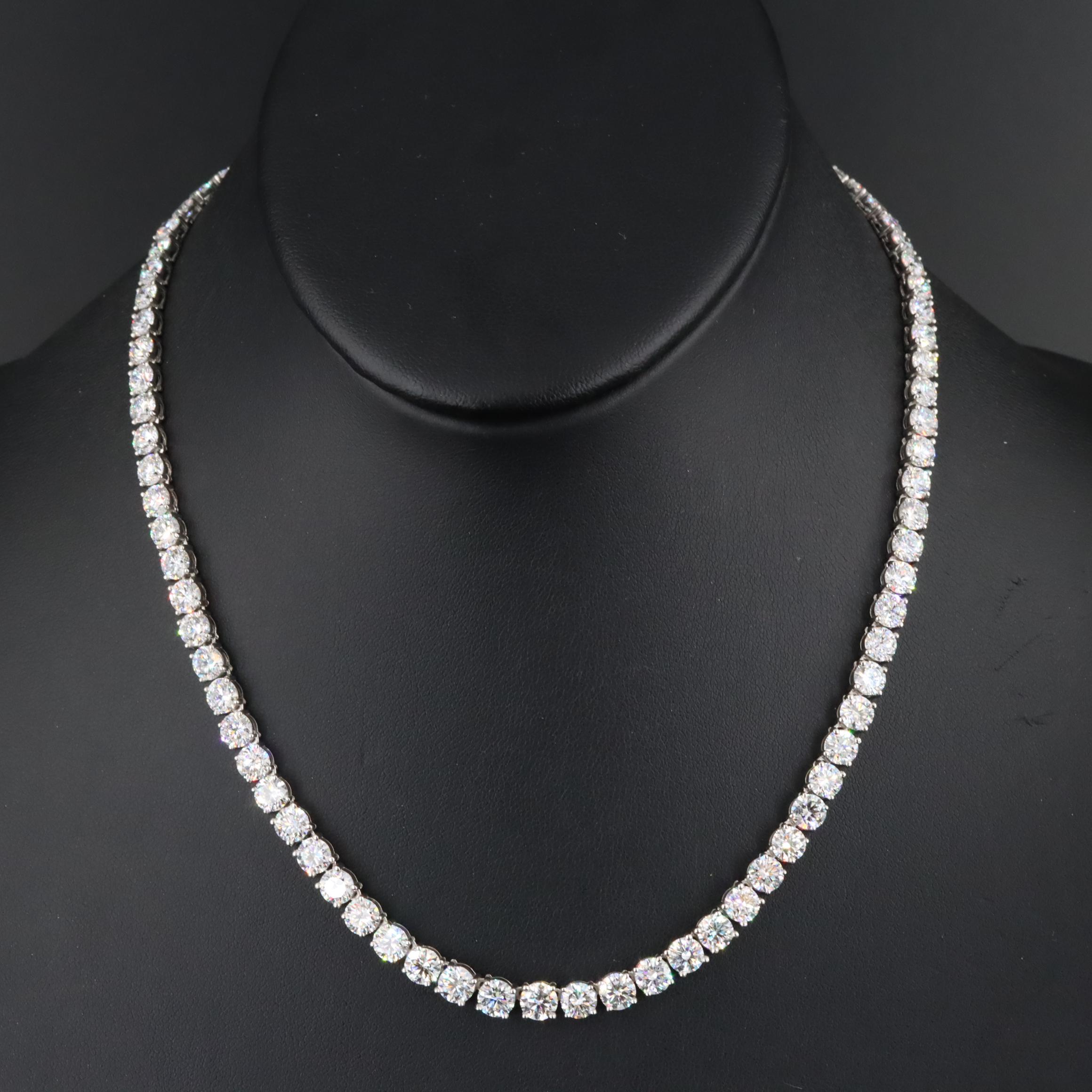 Platinum 30.58 CTW Lab Grown Diamond Riviera Necklace