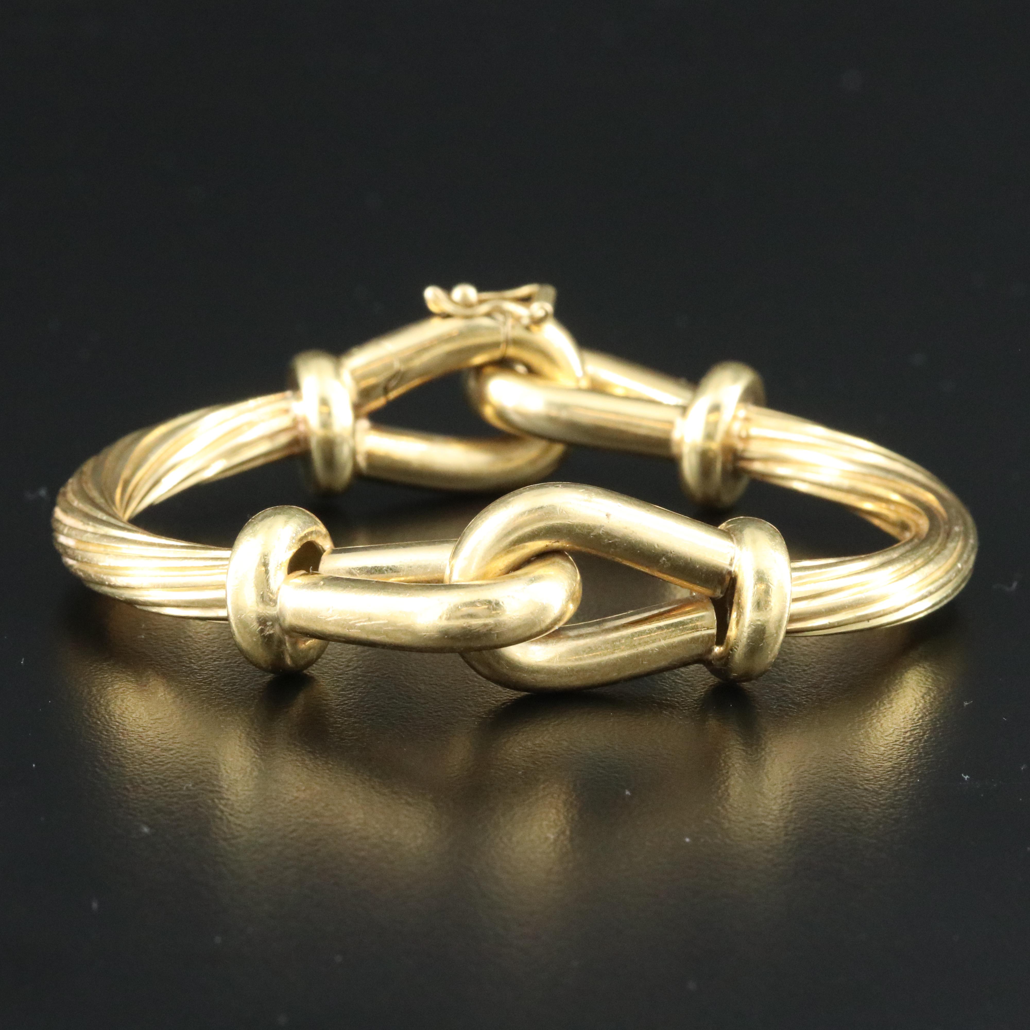 18K Fancy Link Bangle Bracelet