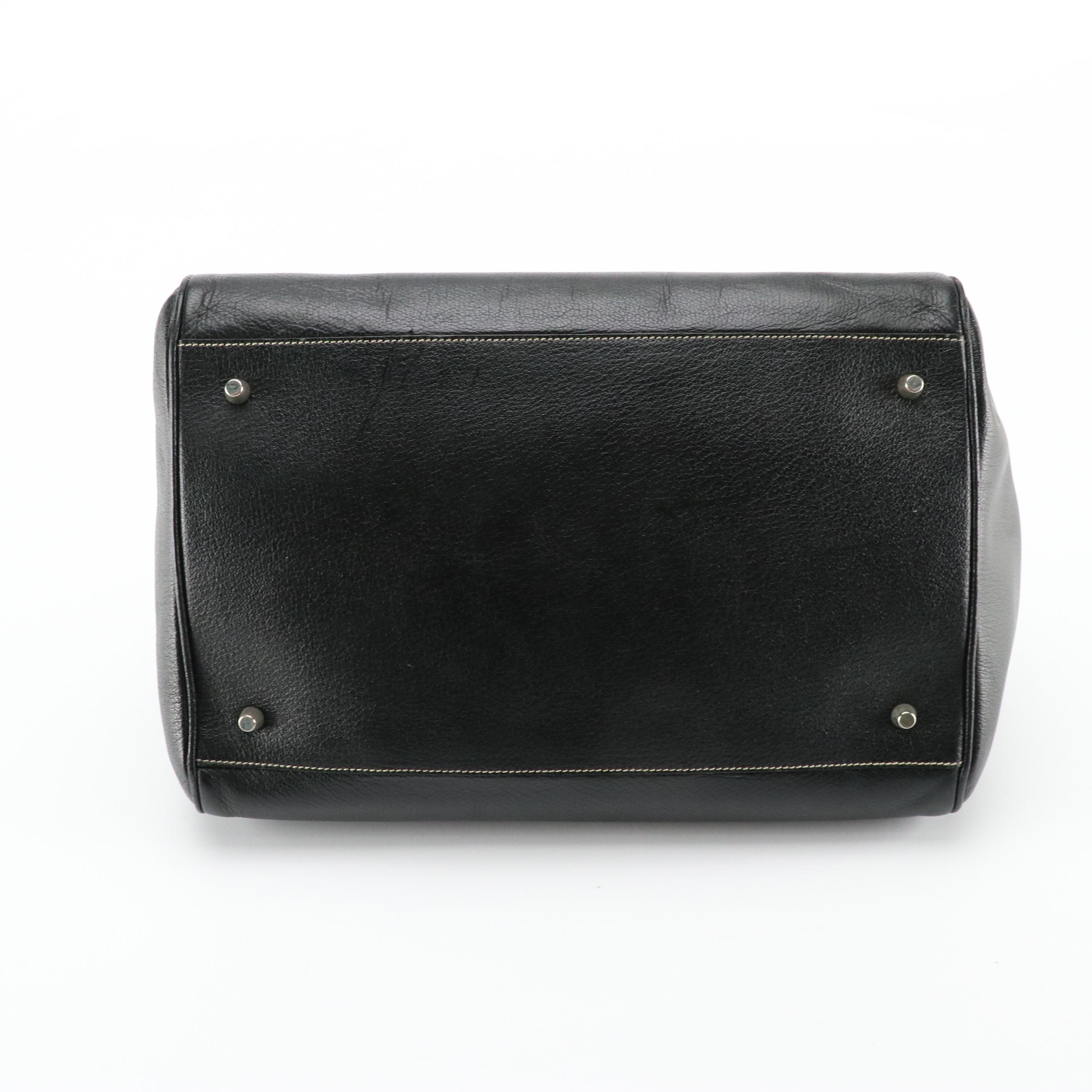 Prada Black Madras Cerniera Leather Doctors Bag