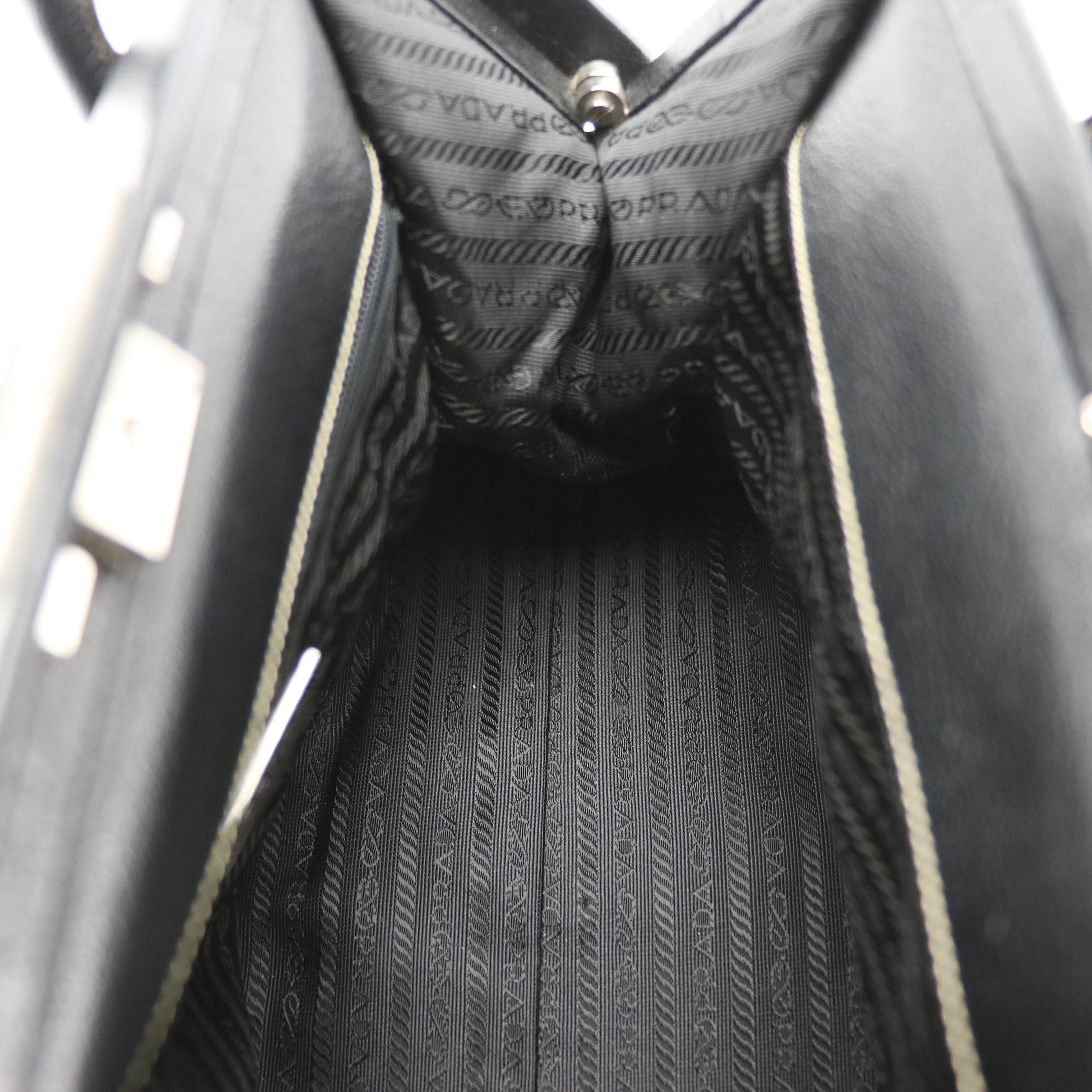 Prada Black Madras Cerniera Leather Doctors Bag