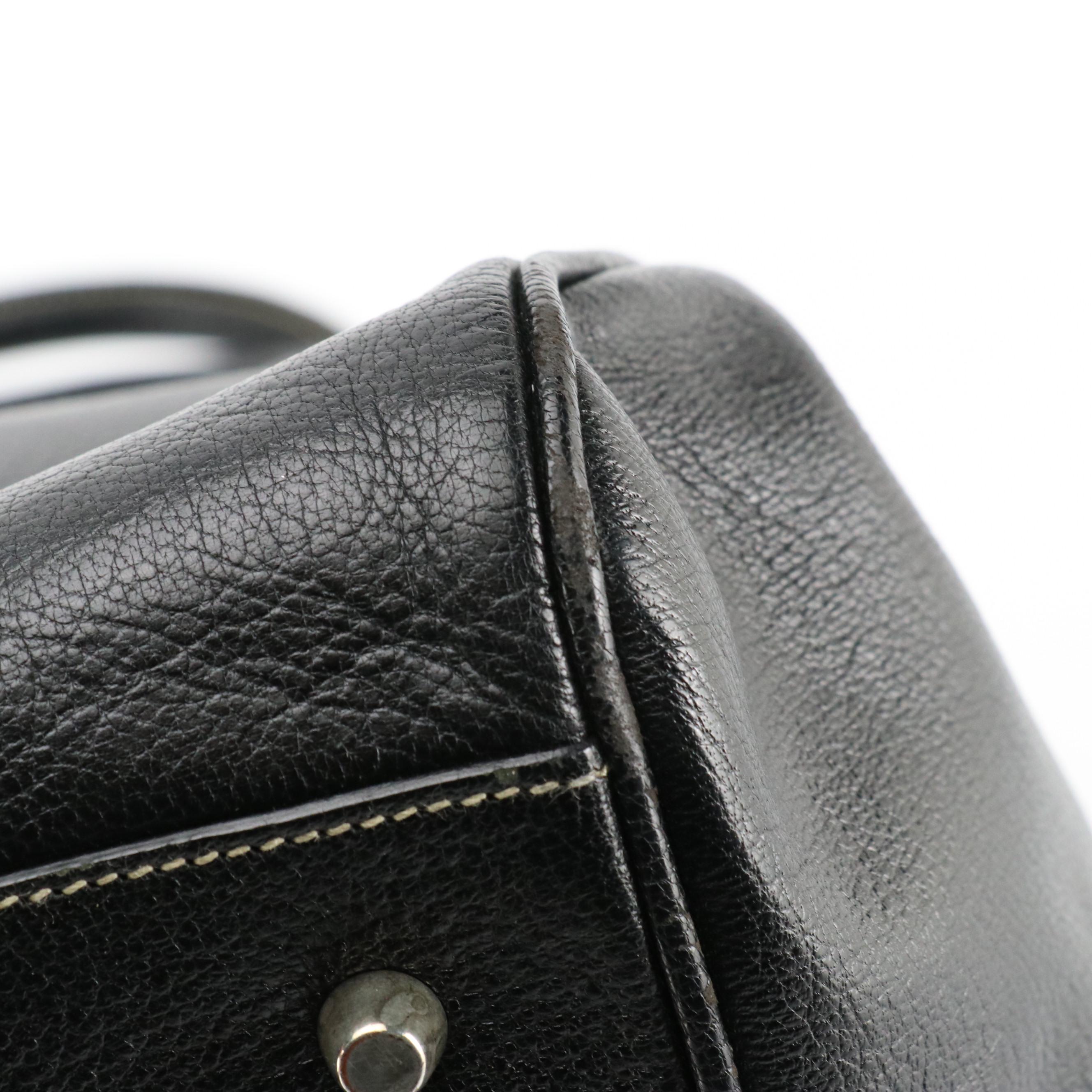 Prada Black Madras Cerniera Leather Doctors Bag