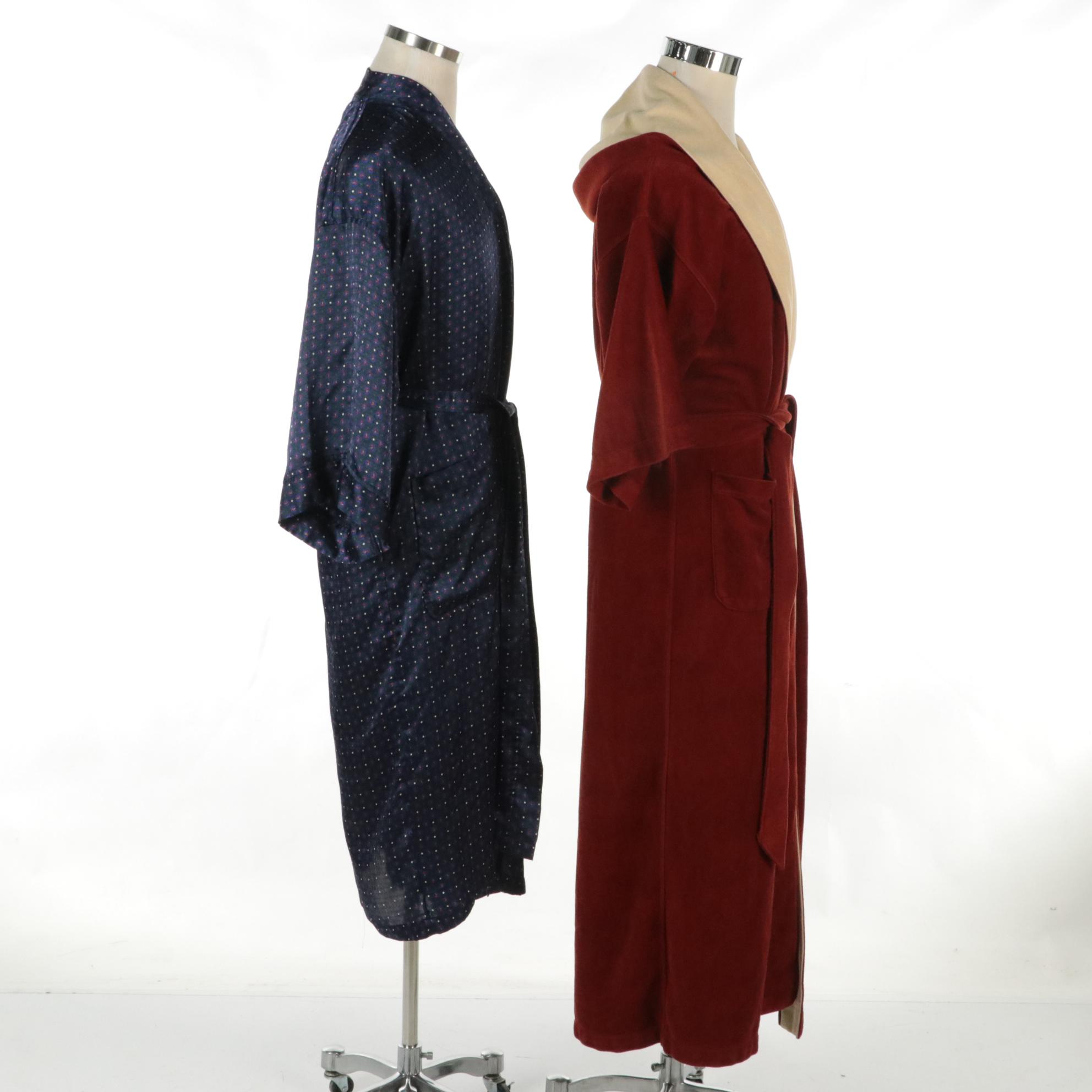 Men's Christian Dior Polyester Robe and Oblique Logo Embroidered Velour Bathrobe