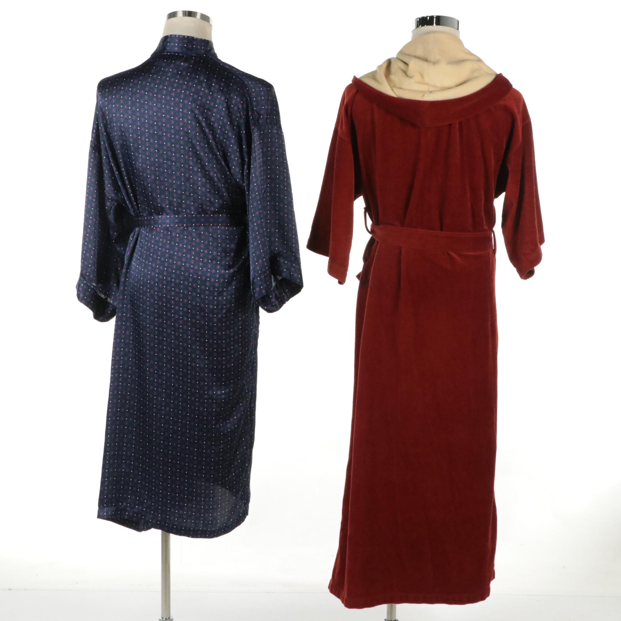 Men's Christian Dior Polyester Robe and Oblique Logo Embroidered Velour Bathrobe