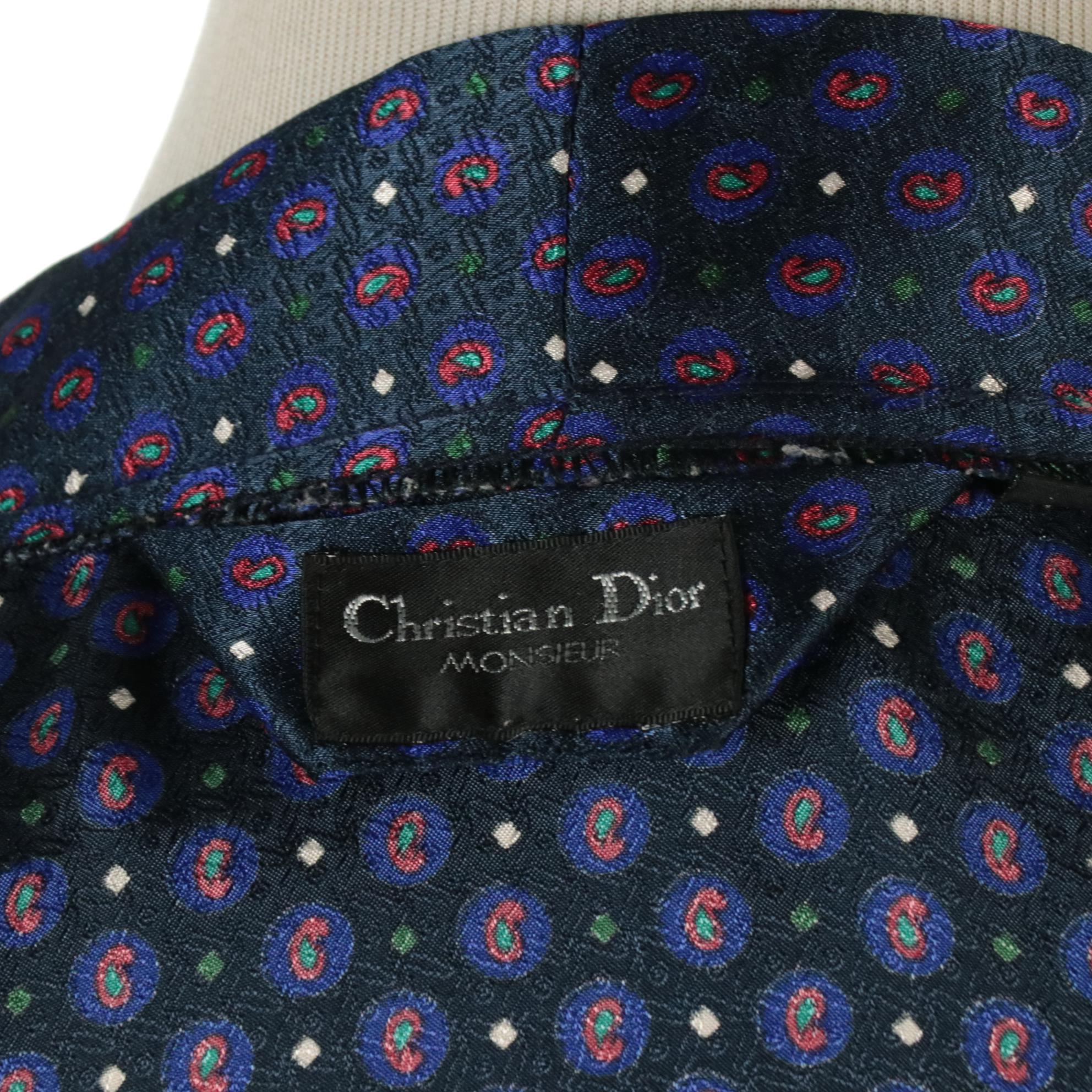 Men's Christian Dior Polyester Robe and Oblique Logo Embroidered Velour Bathrobe