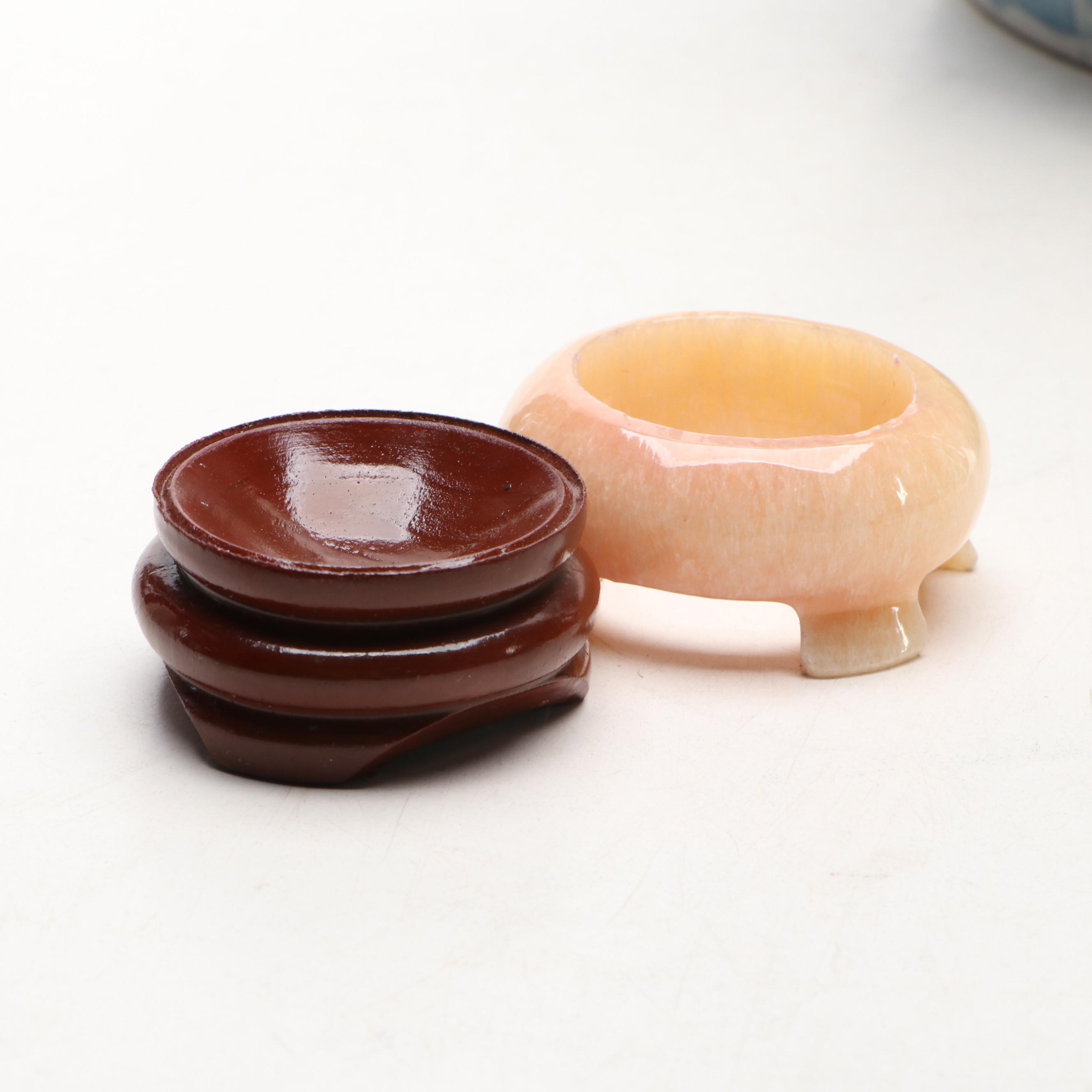 Hand-Painted Ceramic Planter with Glass Egg Figurine and More