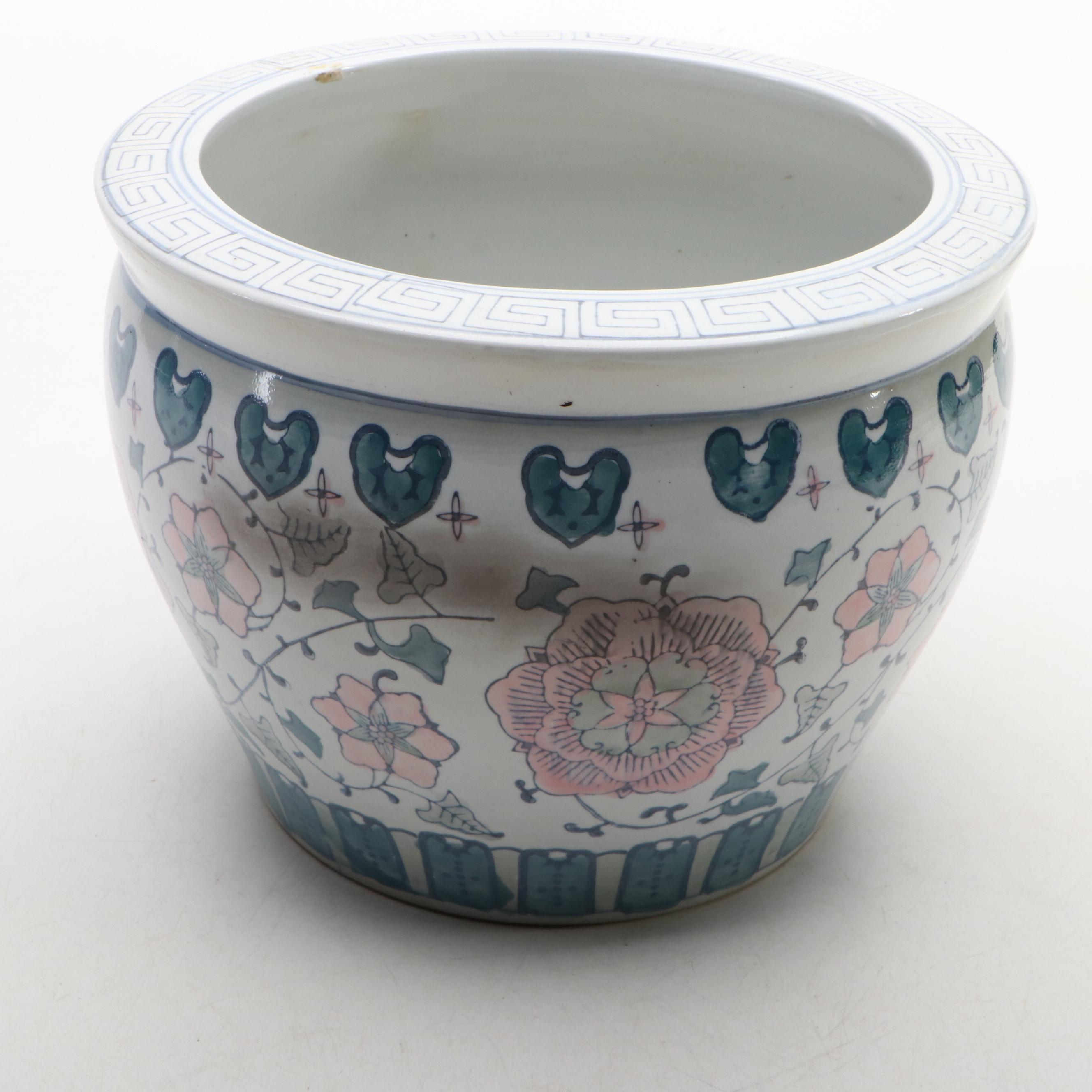 Hand-Painted Ceramic Planter with Glass Egg Figurine and More