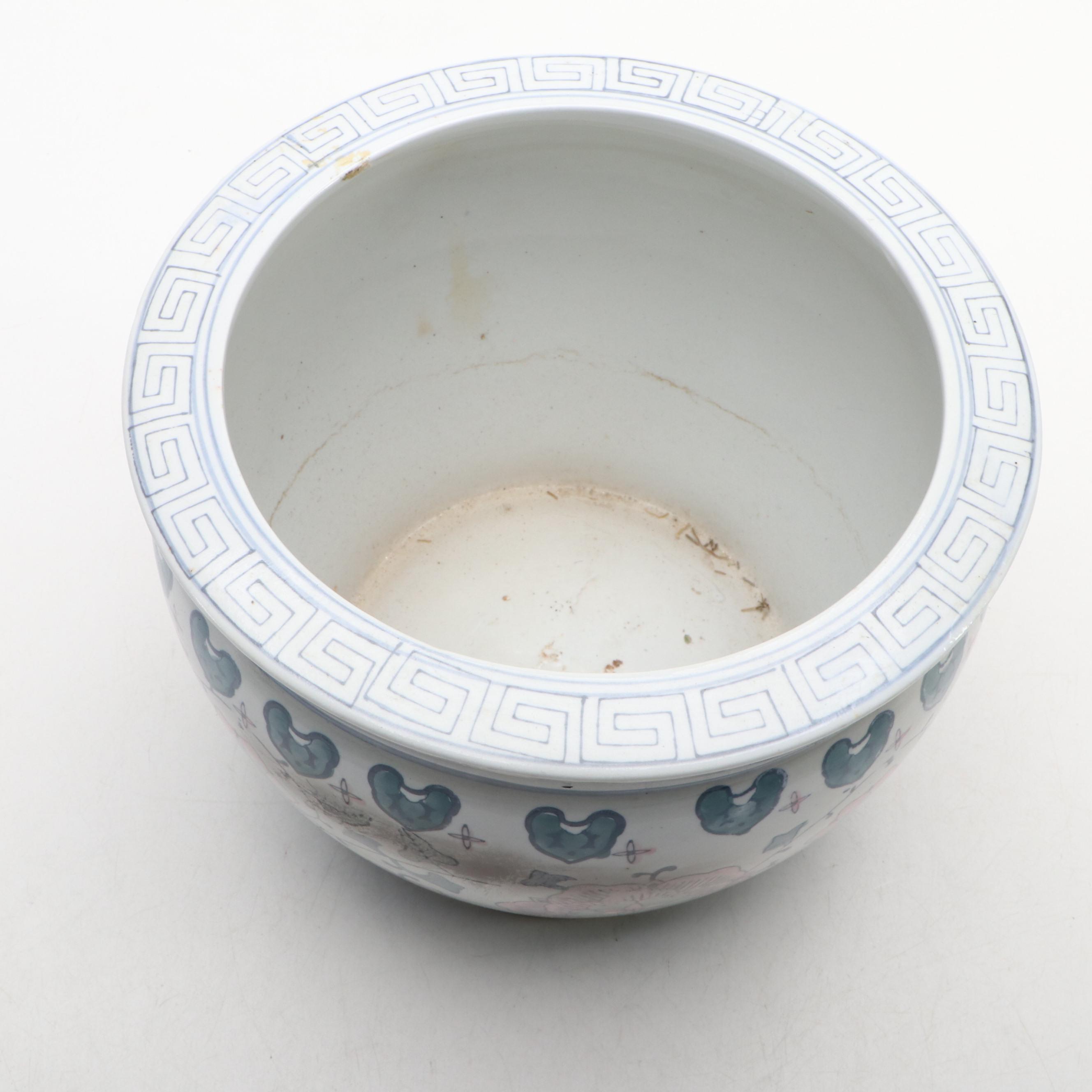 Hand-Painted Ceramic Planter with Glass Egg Figurine and More