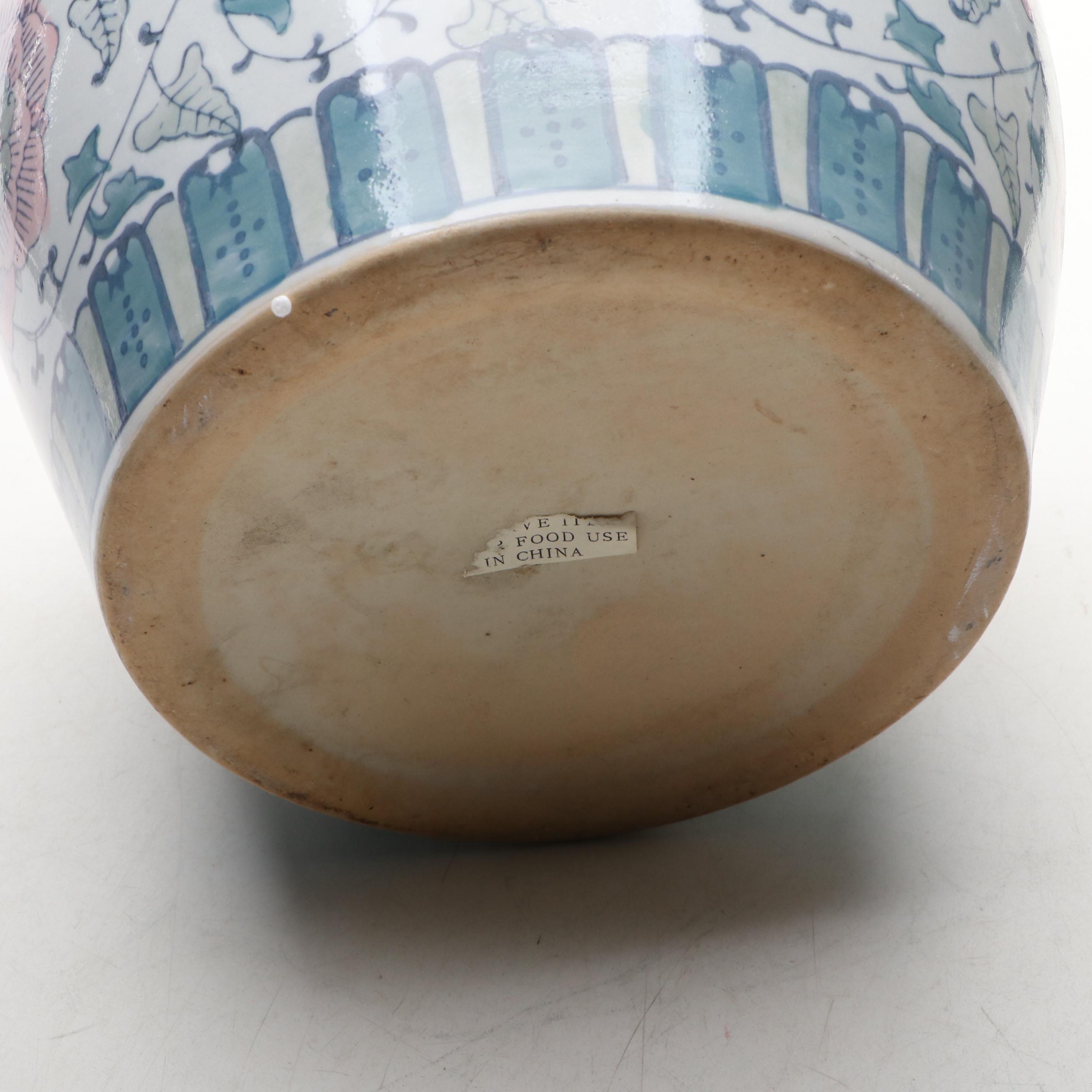 Hand-Painted Ceramic Planter with Glass Egg Figurine and More