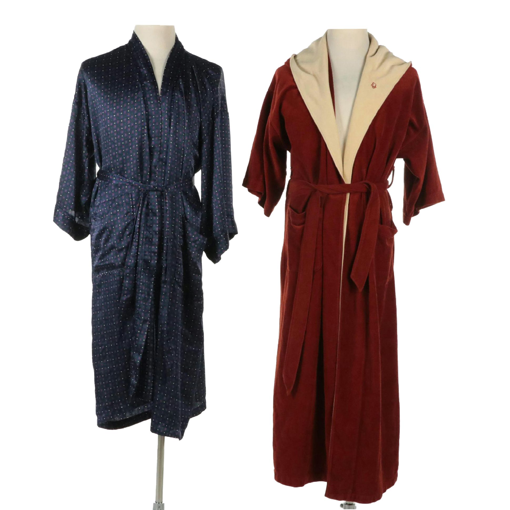 Men's Christian Dior Polyester Robe and Oblique Logo Embroidered Velour Bathrobe