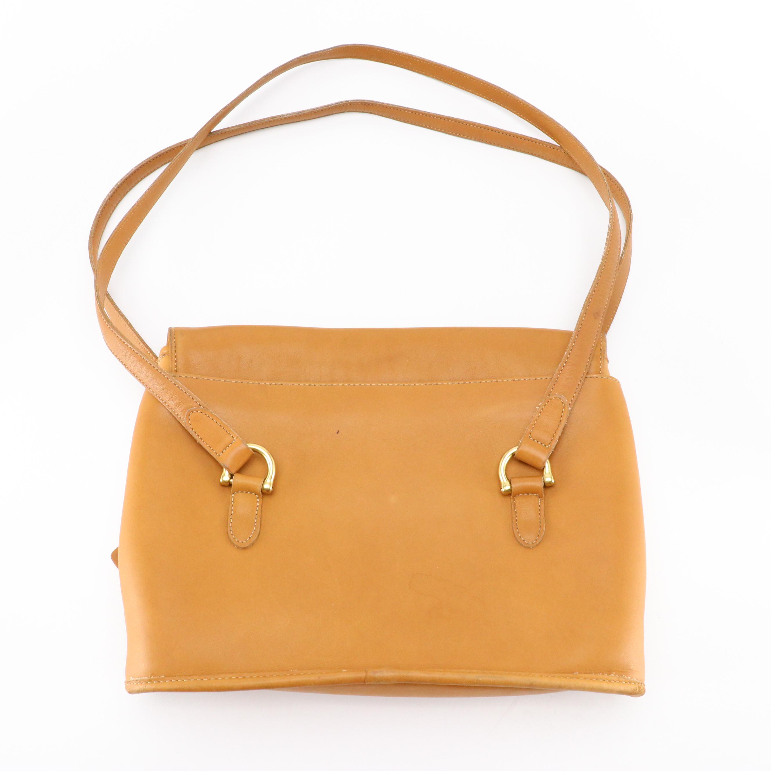 Coach Glove-Tanned Leather Equestrian Saddle Flap Bag & Compact Wallet, 1990s