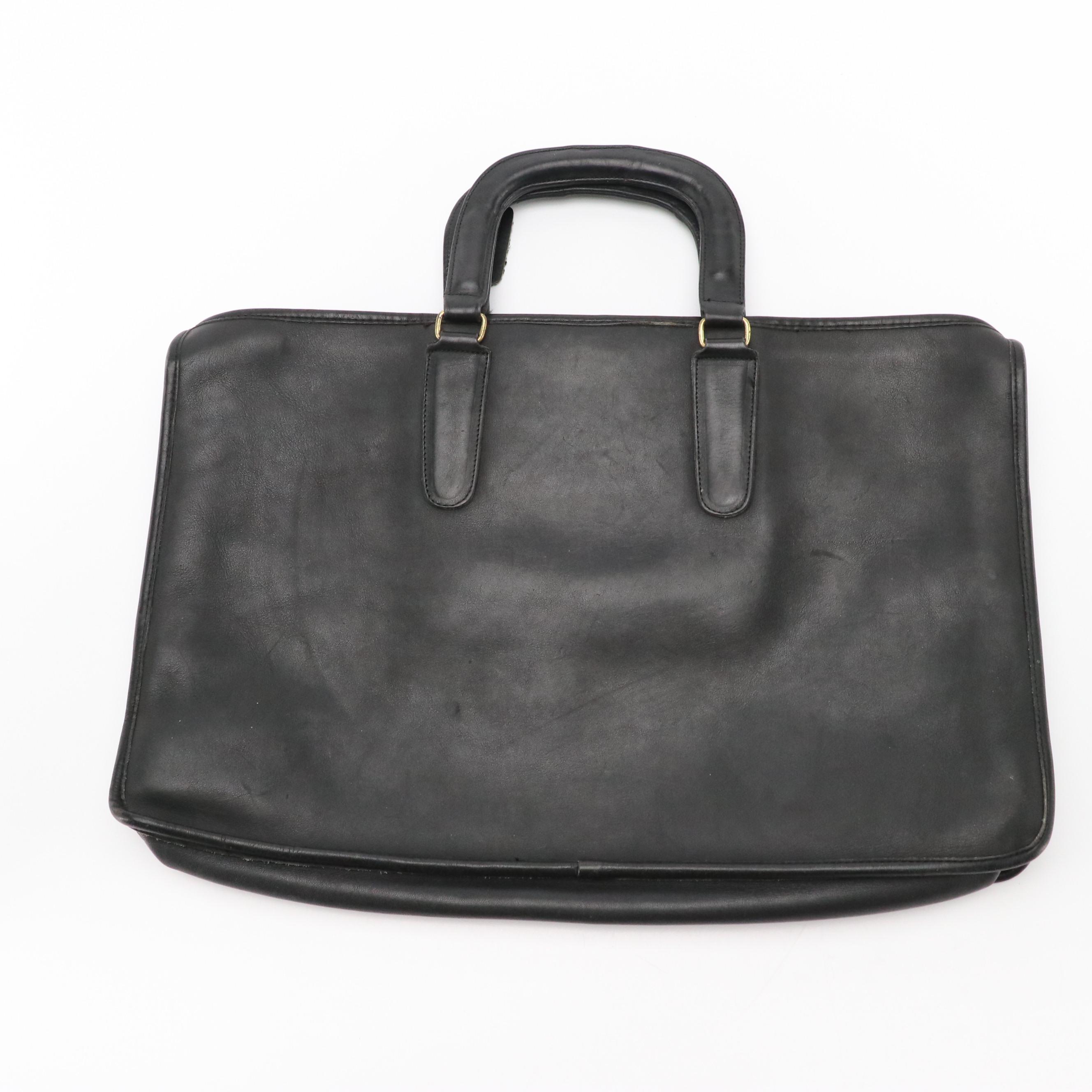 Coach Briefcase in Black Glove-Tanned Cowhide, Made in New York City, and Wallet
