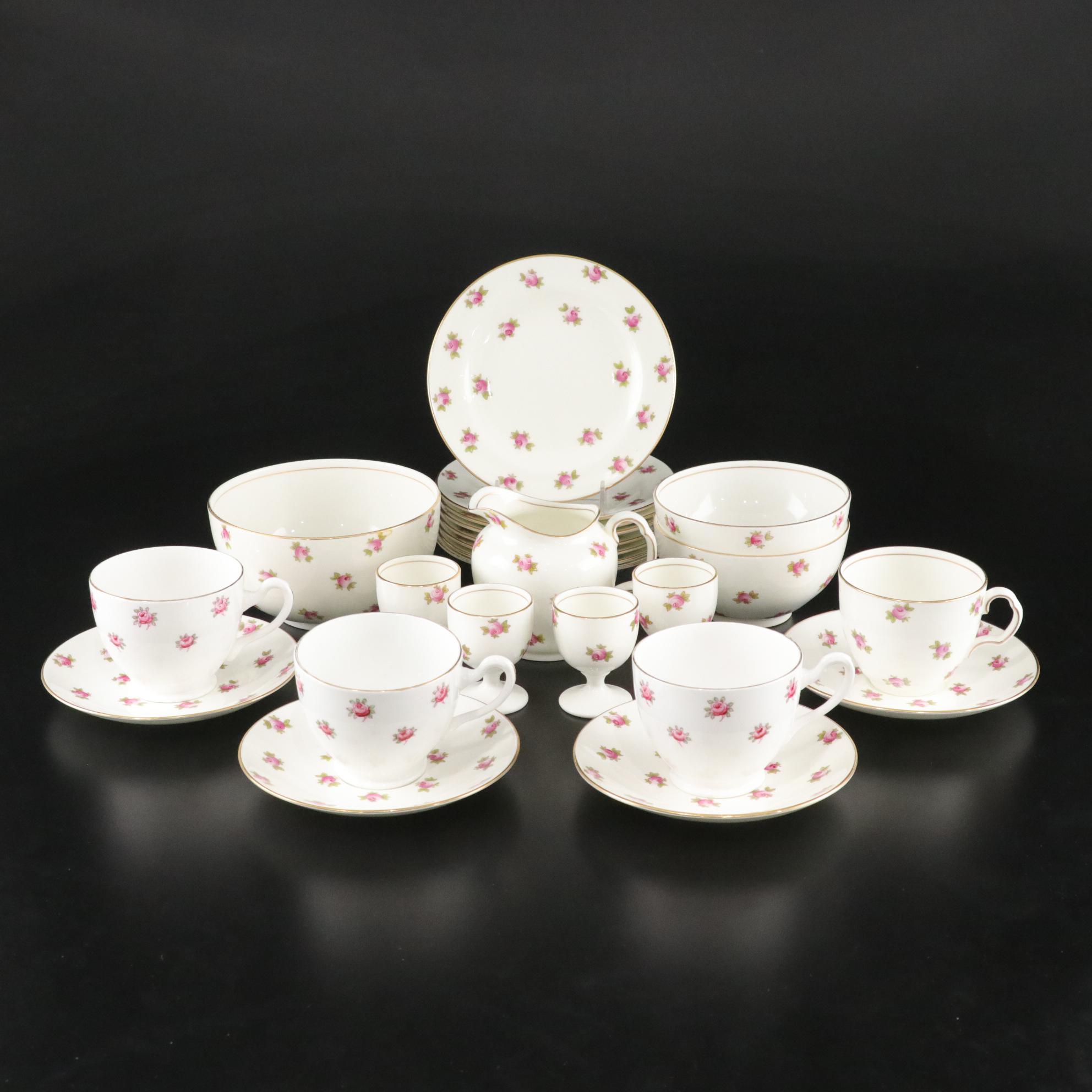 Cauldon & Heathcote China "Rosebud" Tea Cups with Bowls, Plates & More