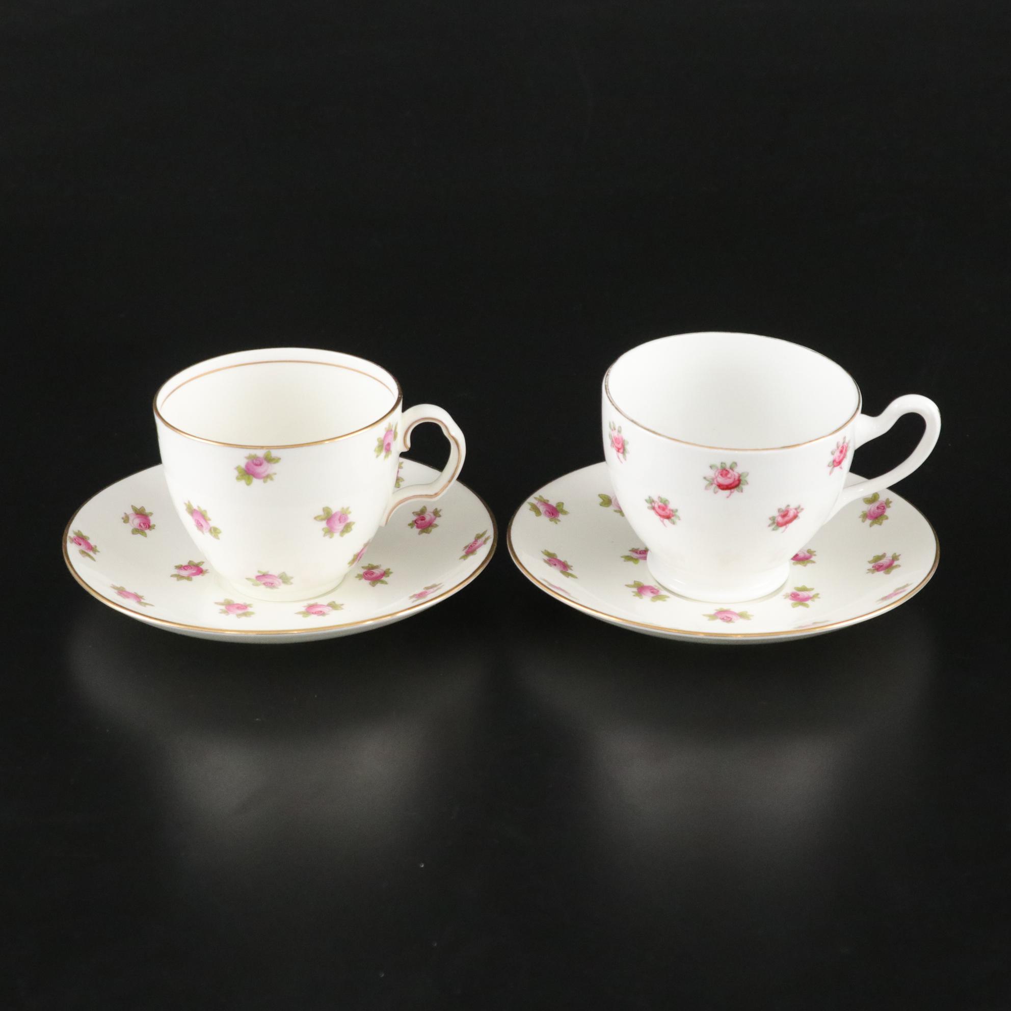 Cauldon & Heathcote China "Rosebud" Tea Cups with Bowls, Plates & More