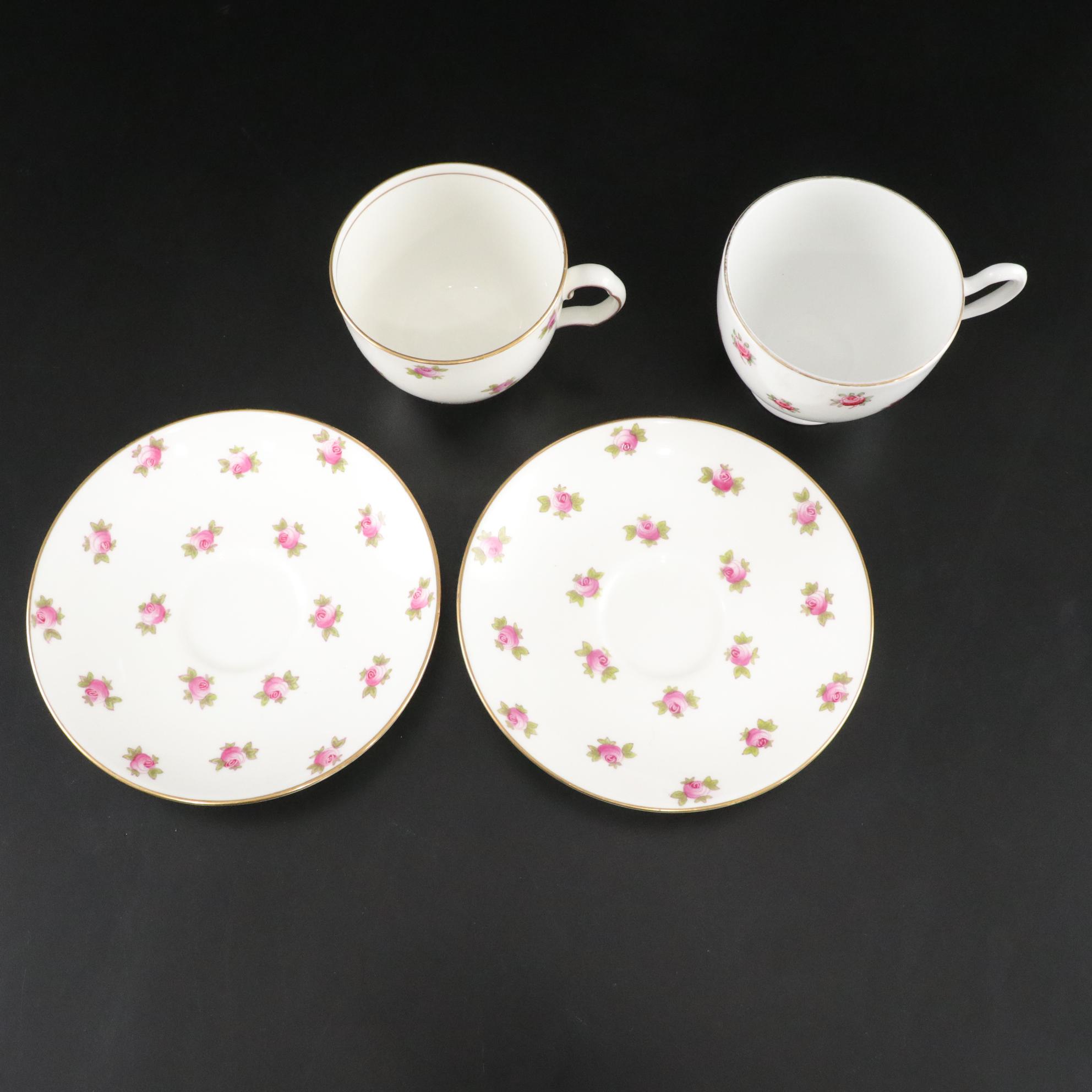 Cauldon & Heathcote China "Rosebud" Tea Cups with Bowls, Plates & More