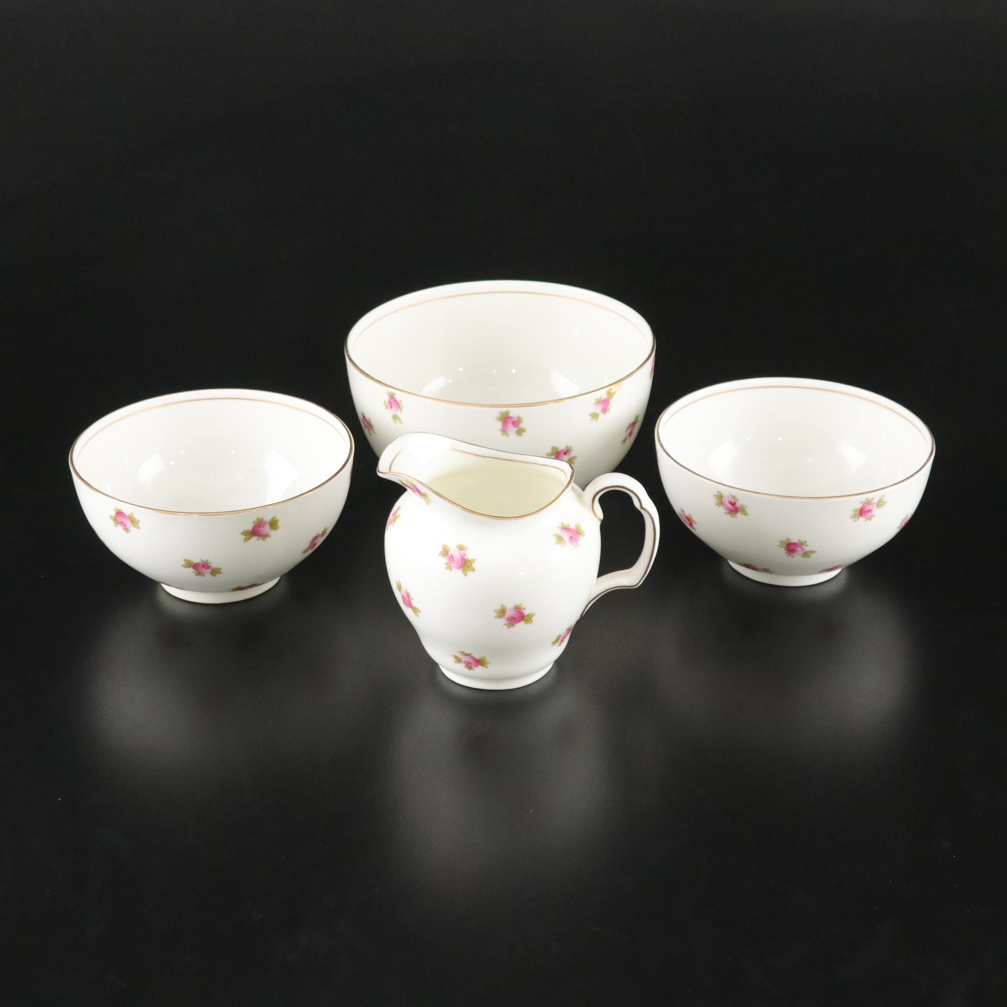 Cauldon & Heathcote China "Rosebud" Tea Cups with Bowls, Plates & More