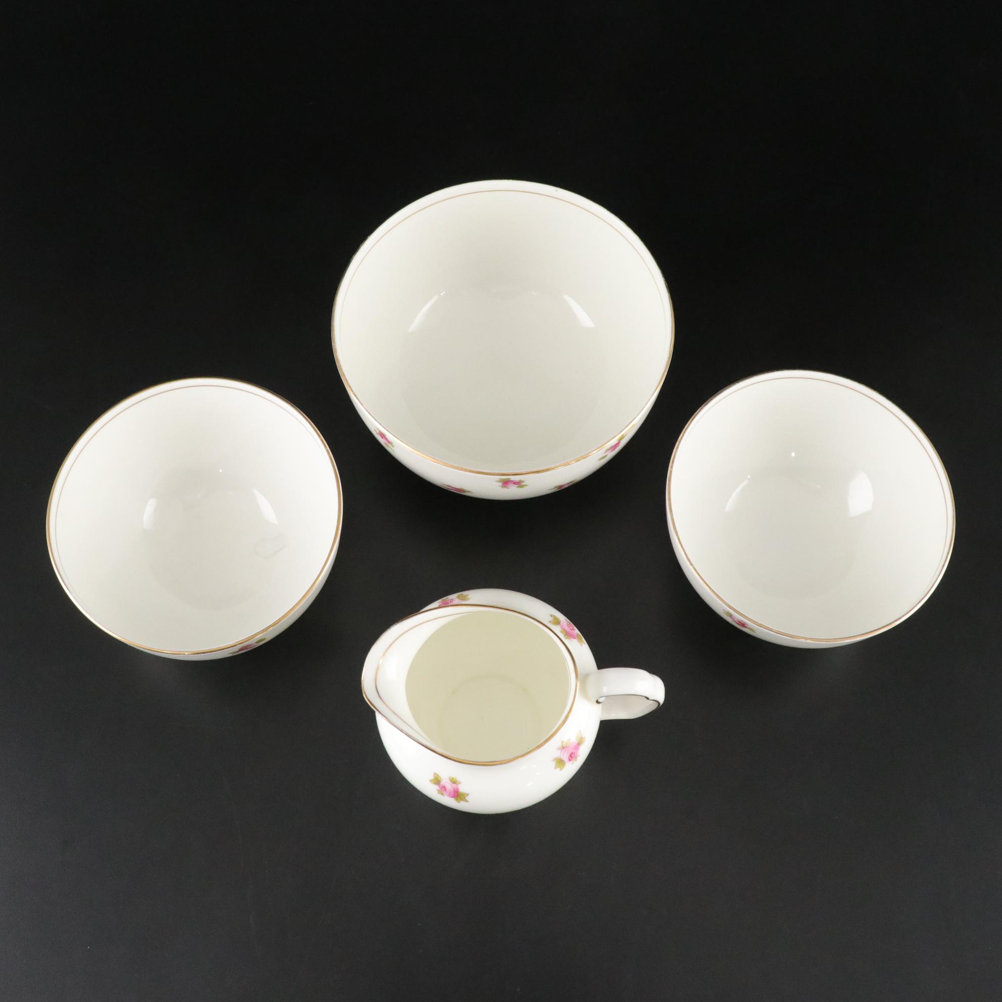 Cauldon & Heathcote China "Rosebud" Tea Cups with Bowls, Plates & More