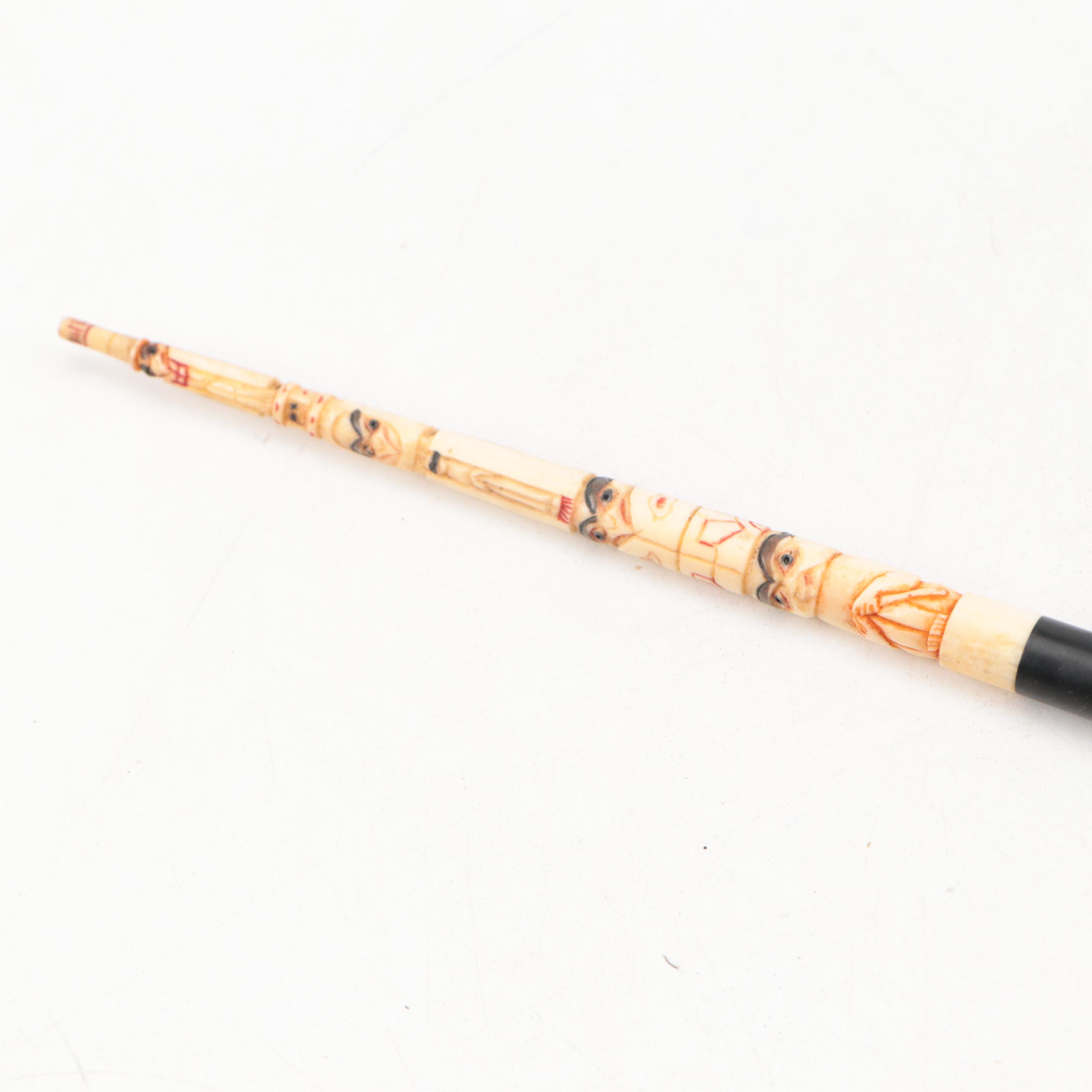 Victorian Embossed Sterling Pendant Fountain Pens with Glass and Other Pens