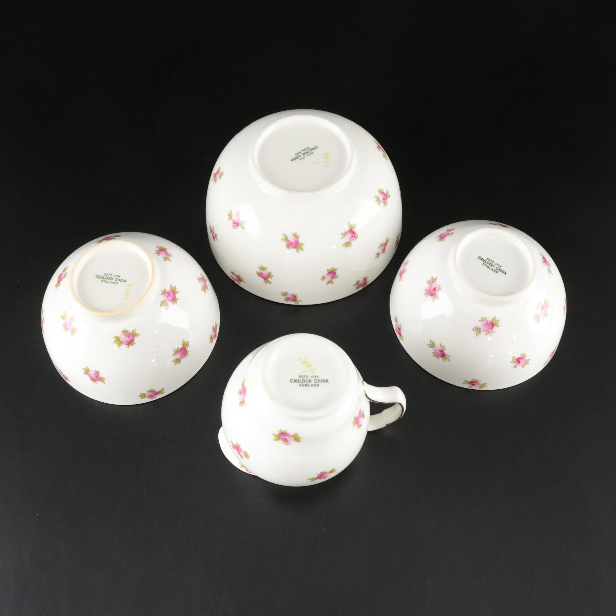 Cauldon & Heathcote China "Rosebud" Tea Cups with Bowls, Plates & More