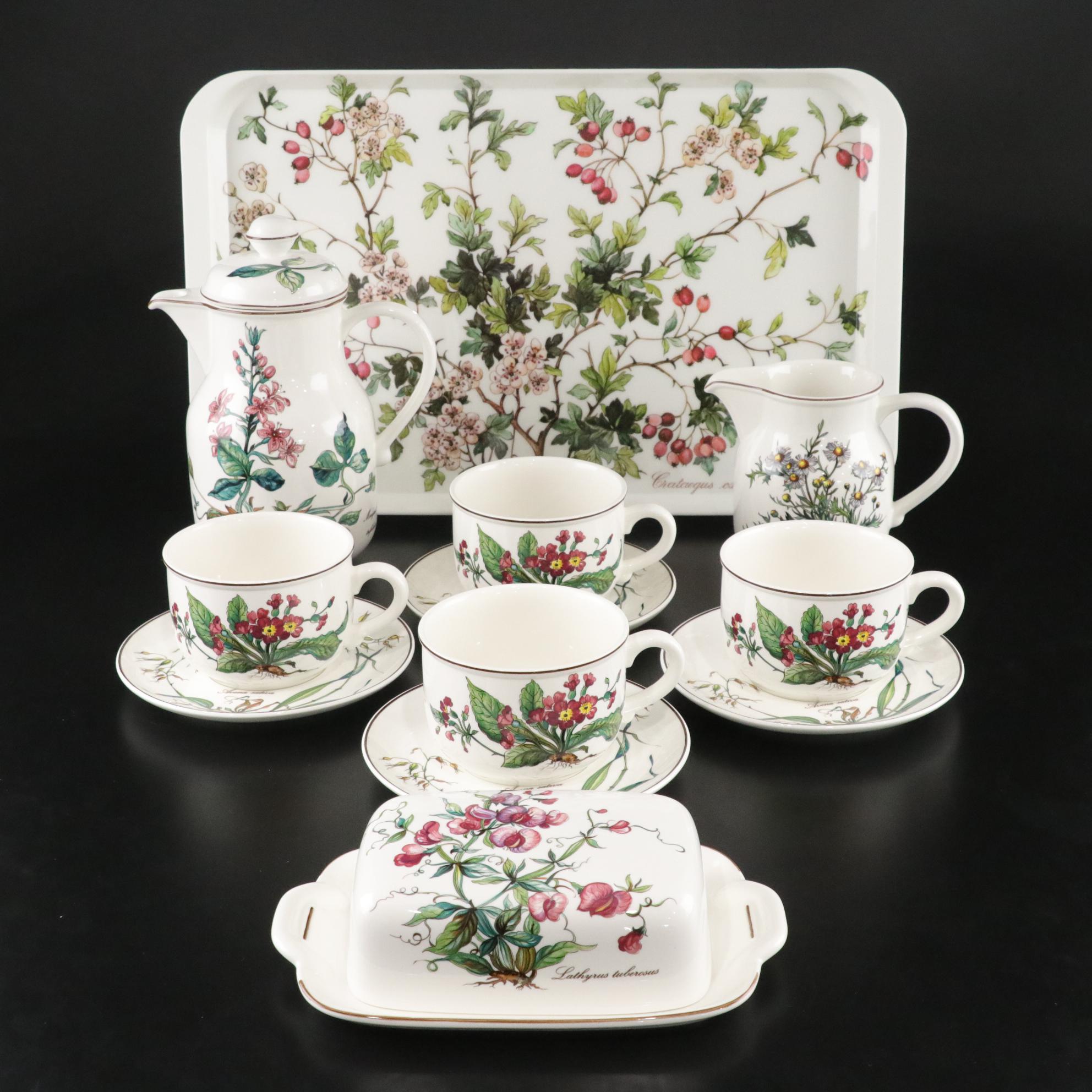 Villeroy & Boch "Botanica" Coffee Service Set with Tray and Covered Butter Dish