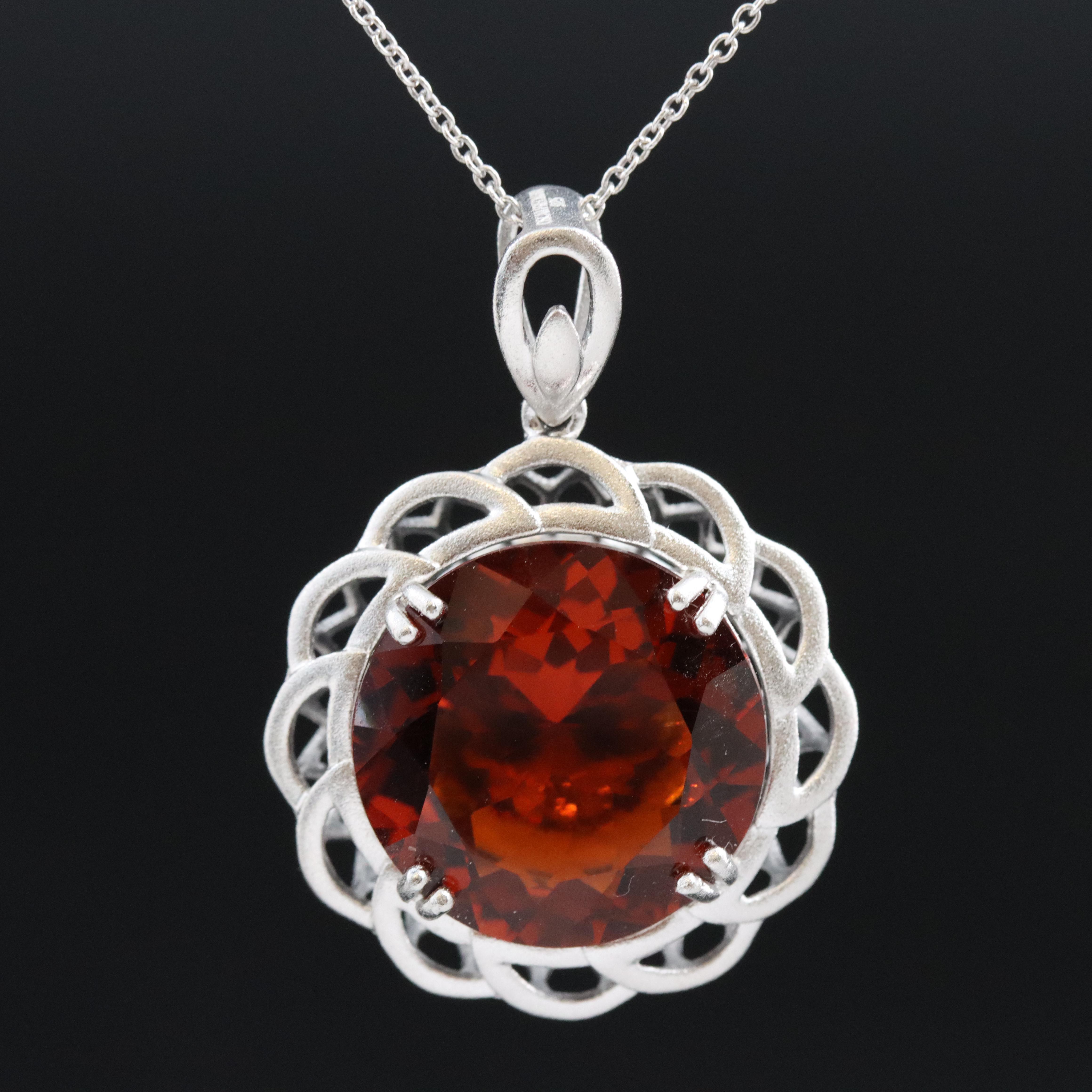 Oscar Friedman Sterling Citrine Pendant Necklace