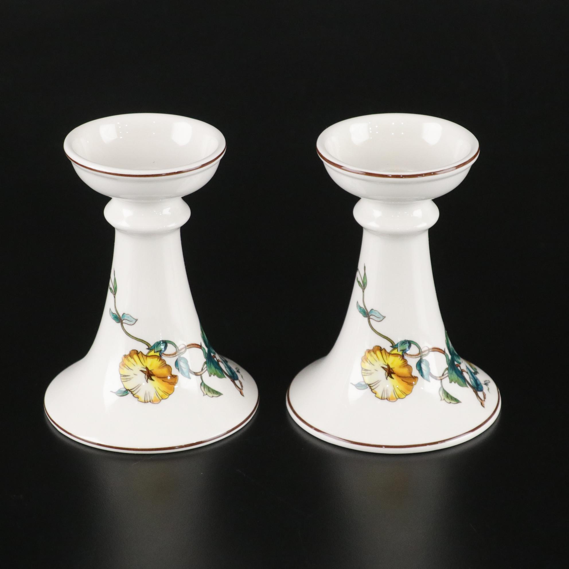 Villeroy & Boch "Botanica" Ceramic Candlesticks, Votive Holders and Plastic Tray