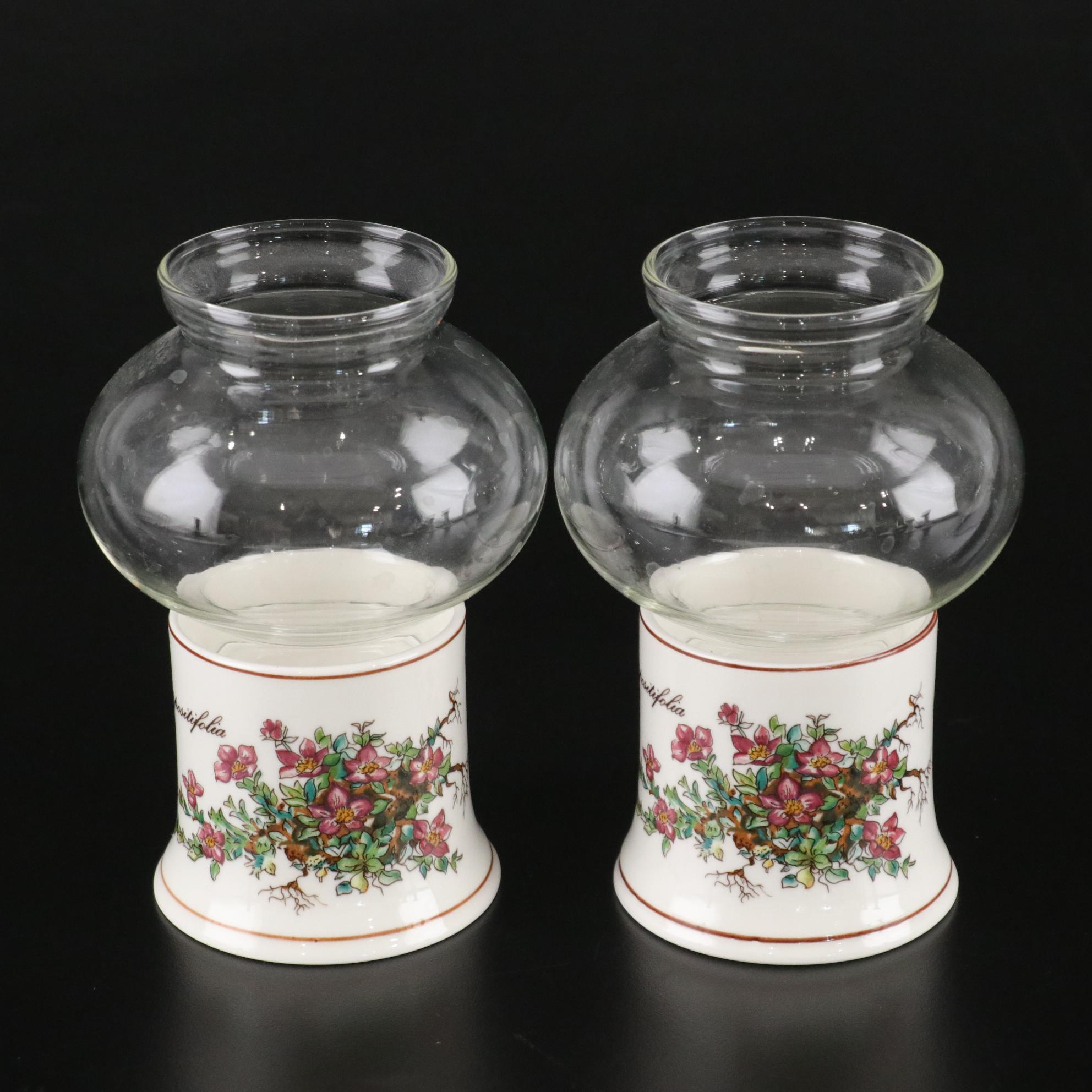 Villeroy & Boch "Botanica" Ceramic Candlesticks, Votive Holders and Plastic Tray