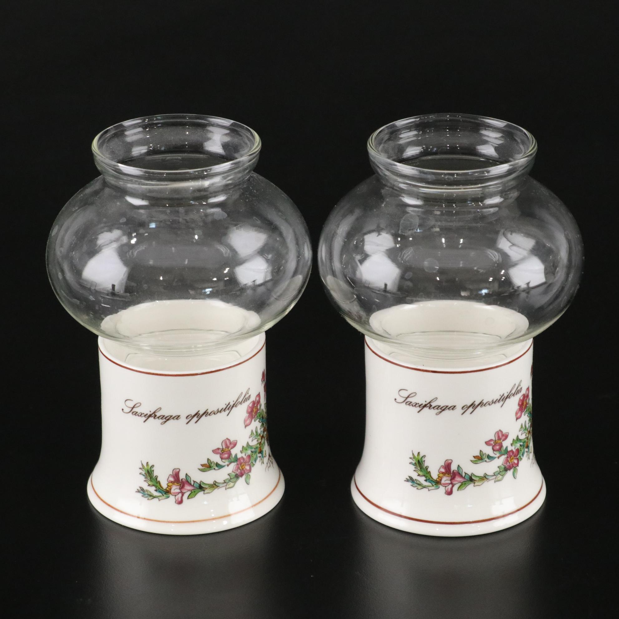 Villeroy & Boch "Botanica" Ceramic Candlesticks, Votive Holders and Plastic Tray