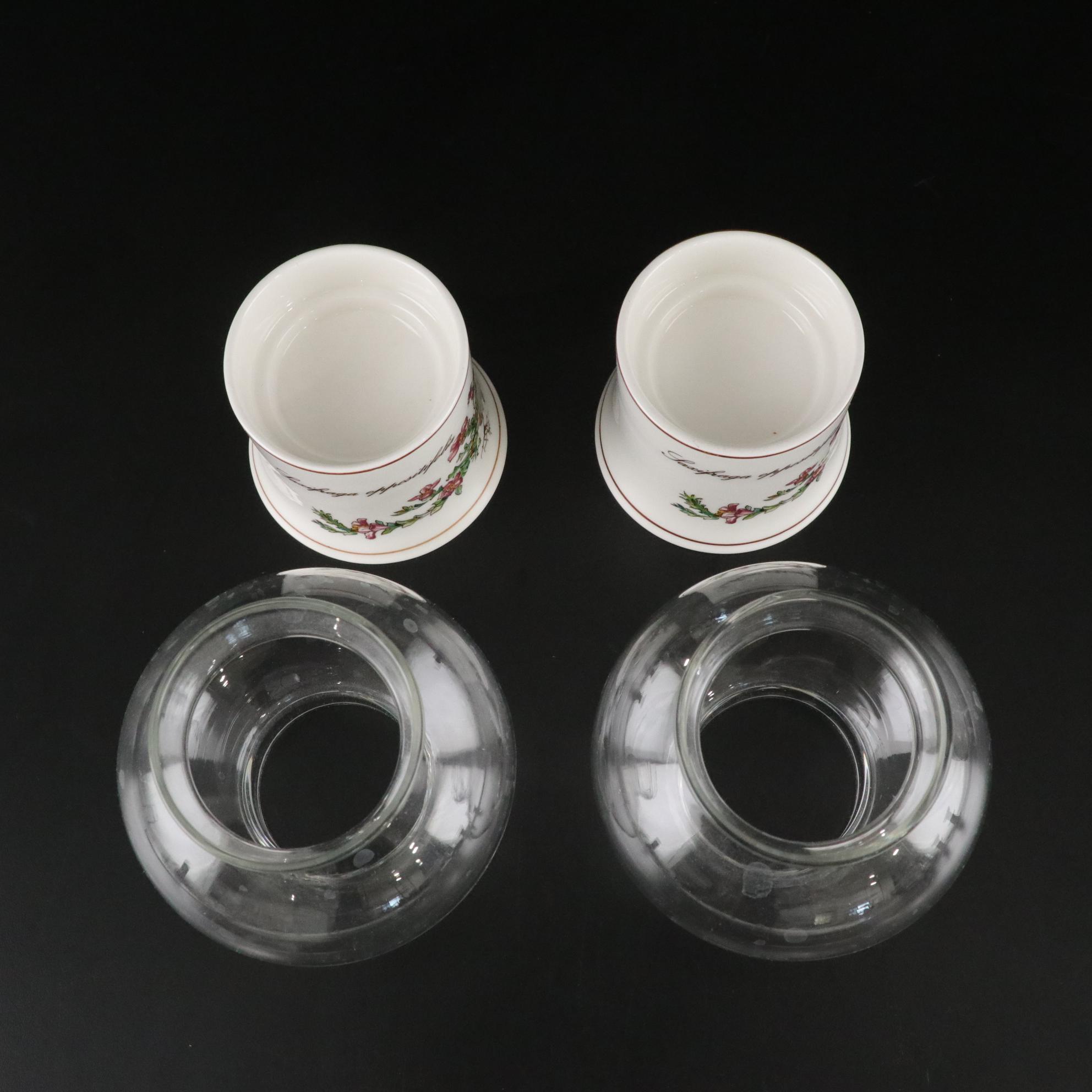 Villeroy & Boch "Botanica" Ceramic Candlesticks, Votive Holders and Plastic Tray