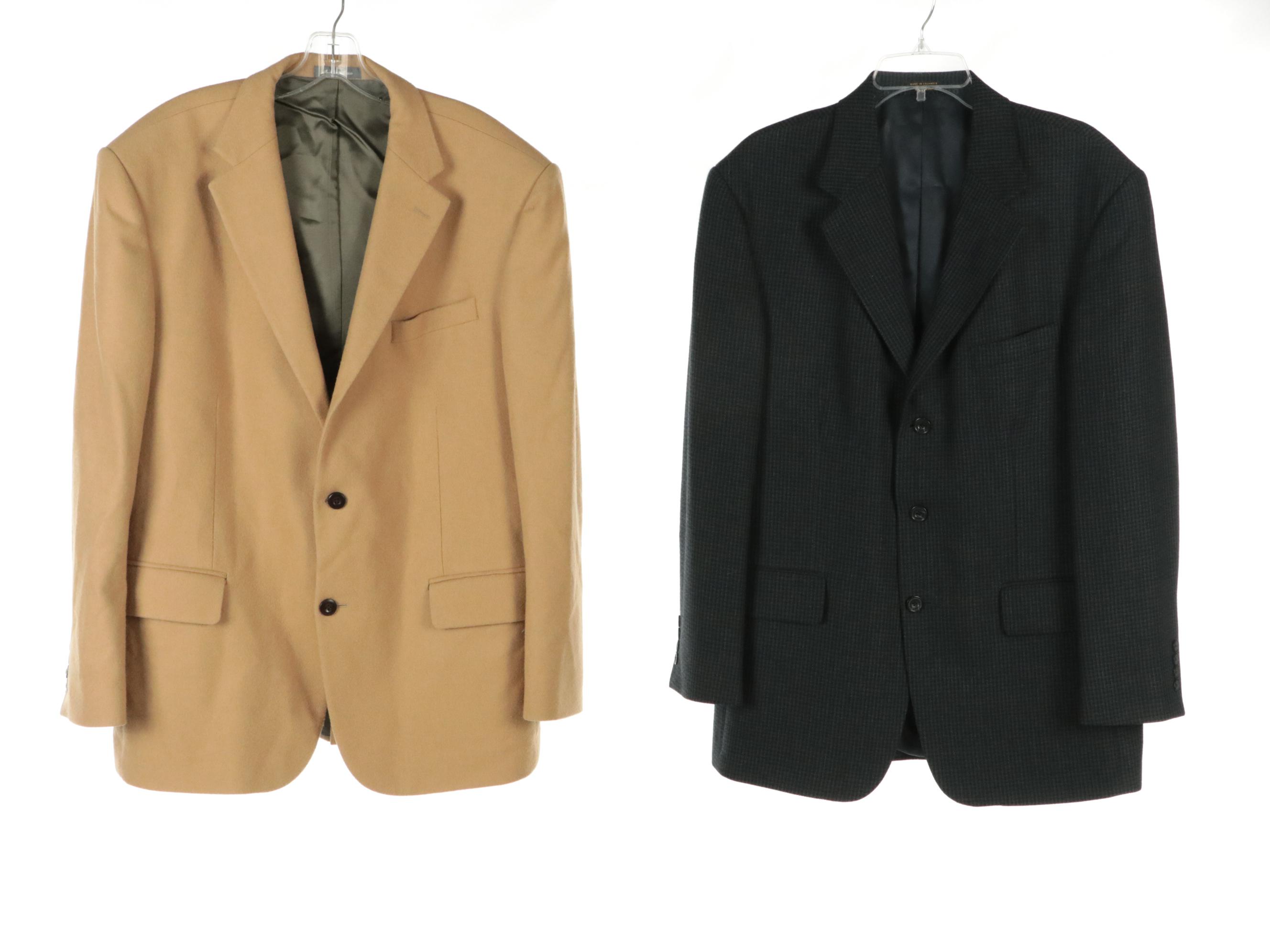 Men's Oscar de la Renta Tan Cashmere and Wool Tweed Sport Coats