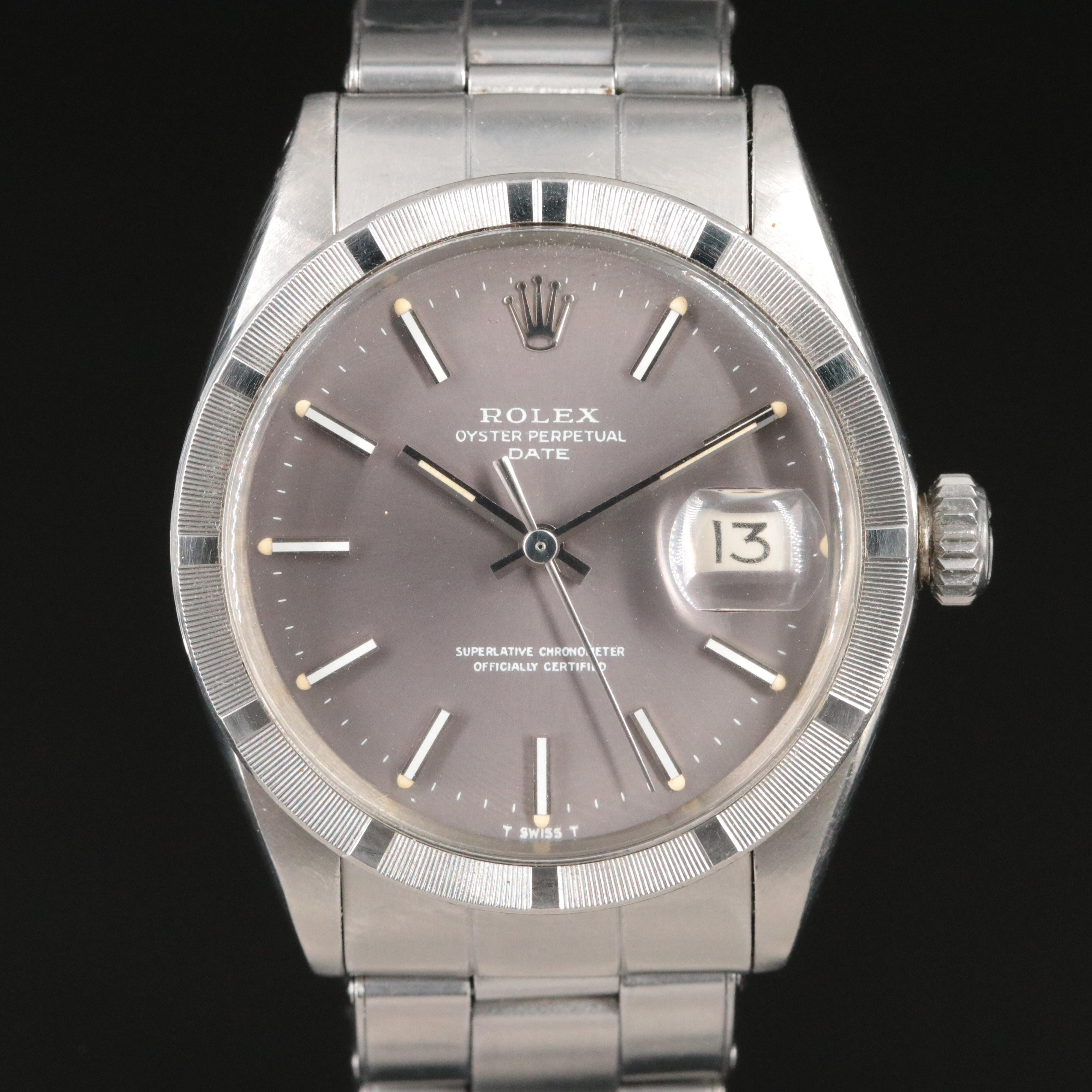 Rolex Oyster Perpetual Date 1501 Grey 34mm Steel Automatic Watch