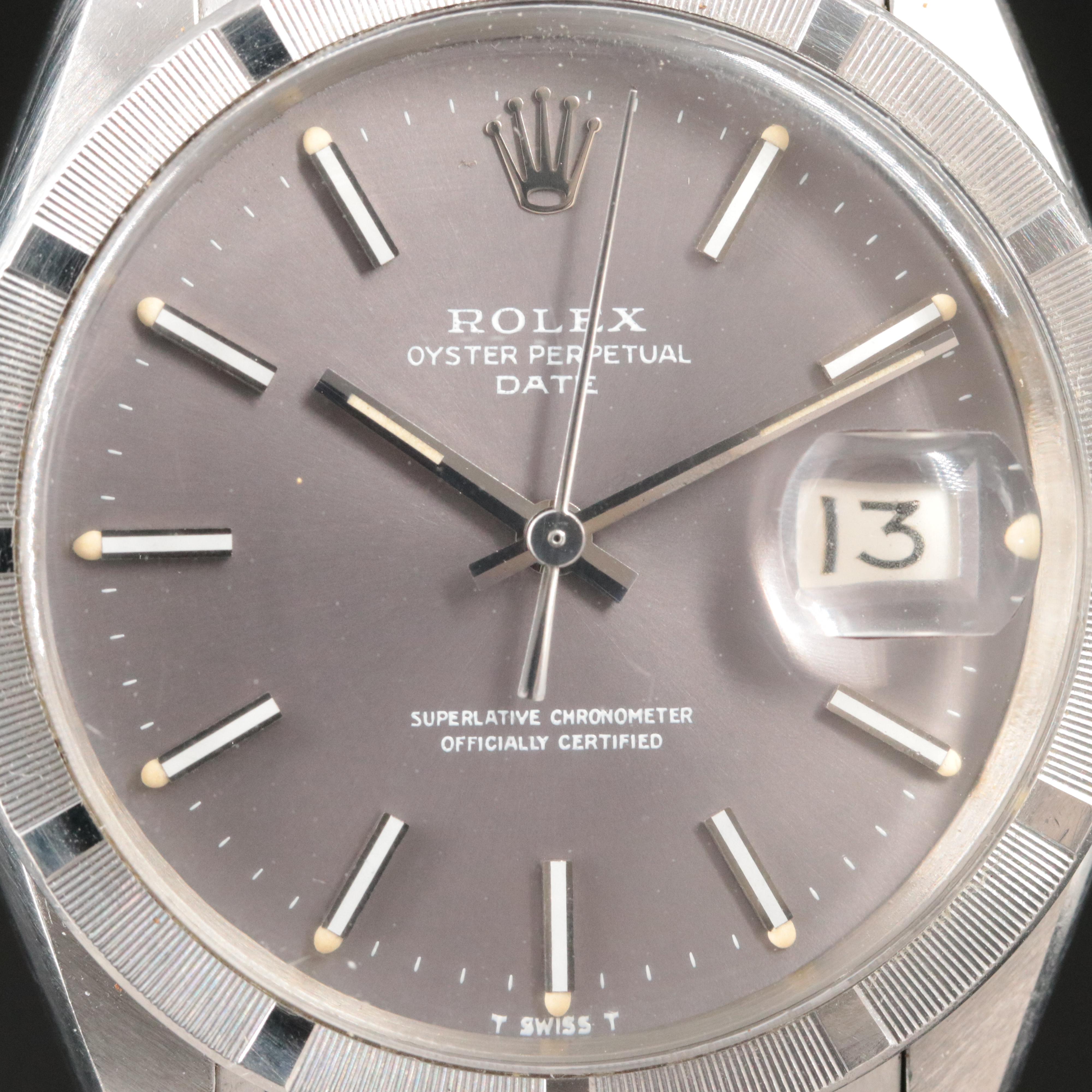 Rolex Oyster Perpetual Date 1501 Grey 34mm Steel Automatic Watch