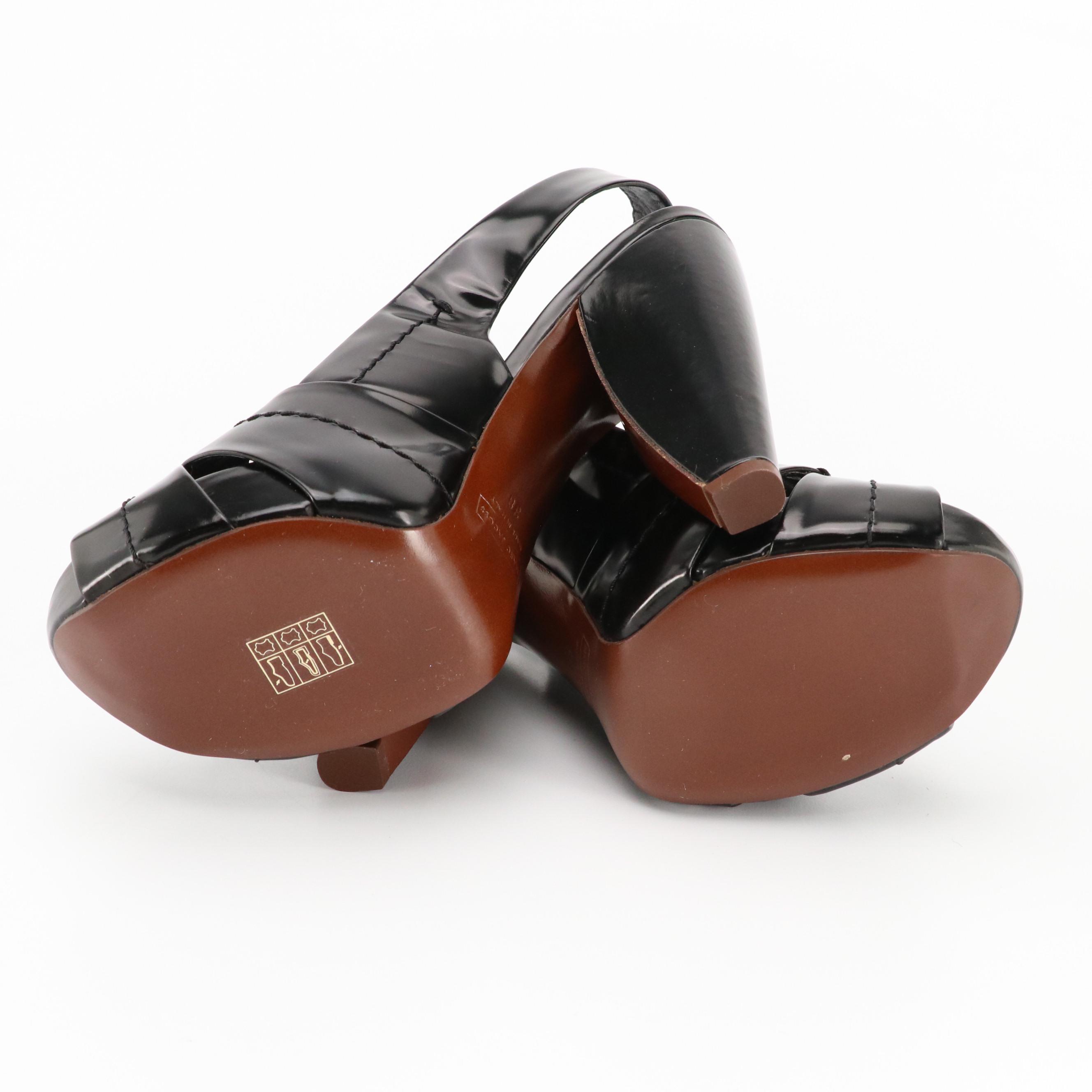 Marc Jacobs Black Leather Chunky Criss-Cross Pumps with Box