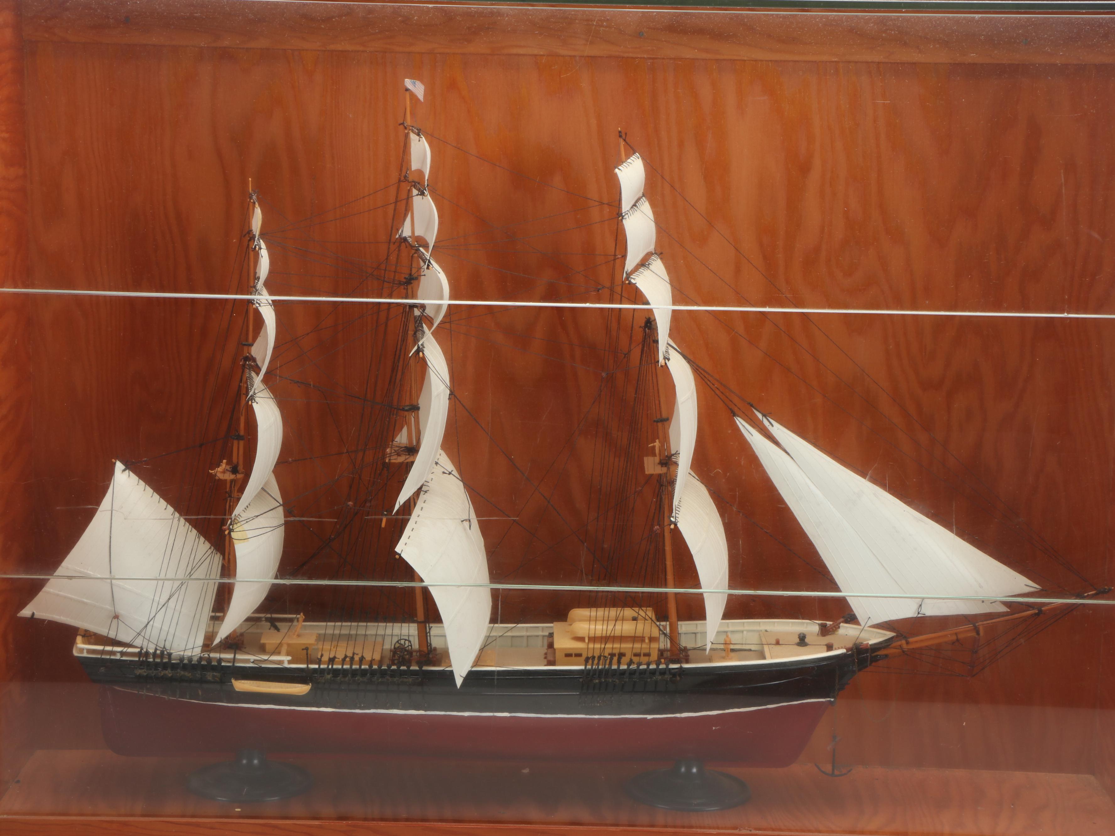 Cutty Sark Model Ship with Glass-Fronted Display