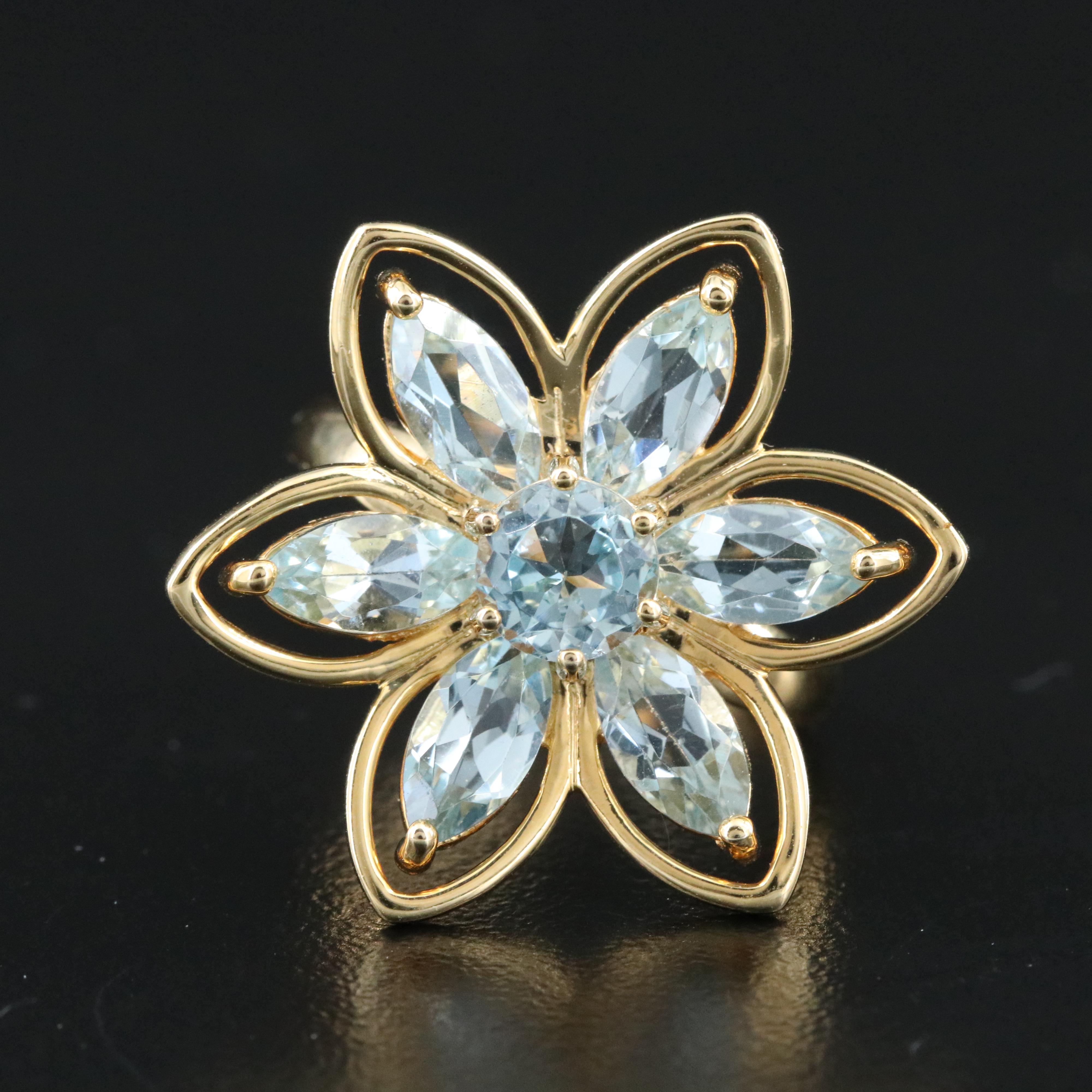 Sterling Sky Blue Topaz Floral Ring