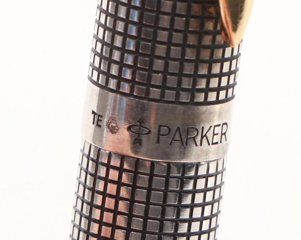 Parker Sterling Silver Grid Fountain Pen, Late 20th Century