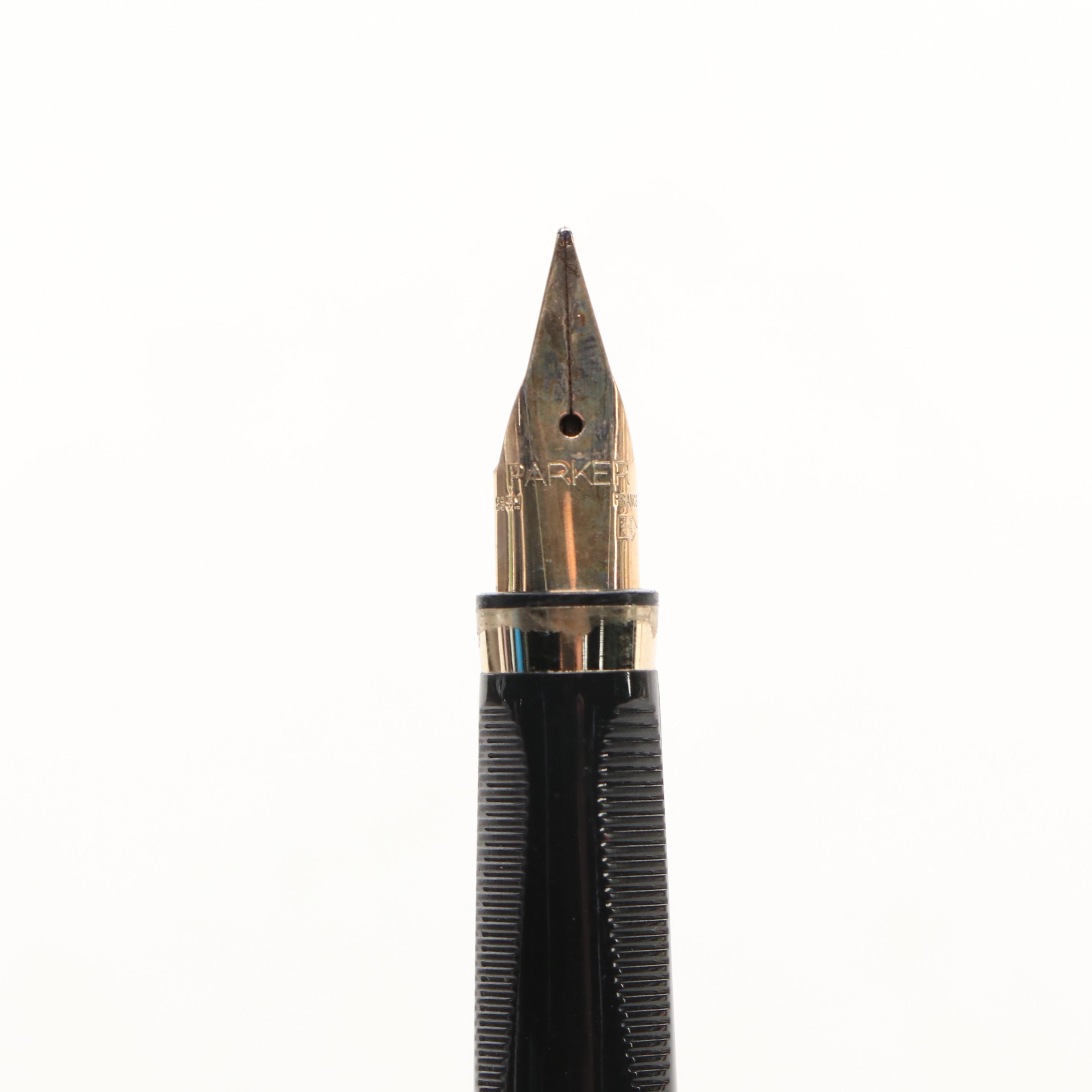 Parker Sterling Silver Grid Fountain Pen, Late 20th Century