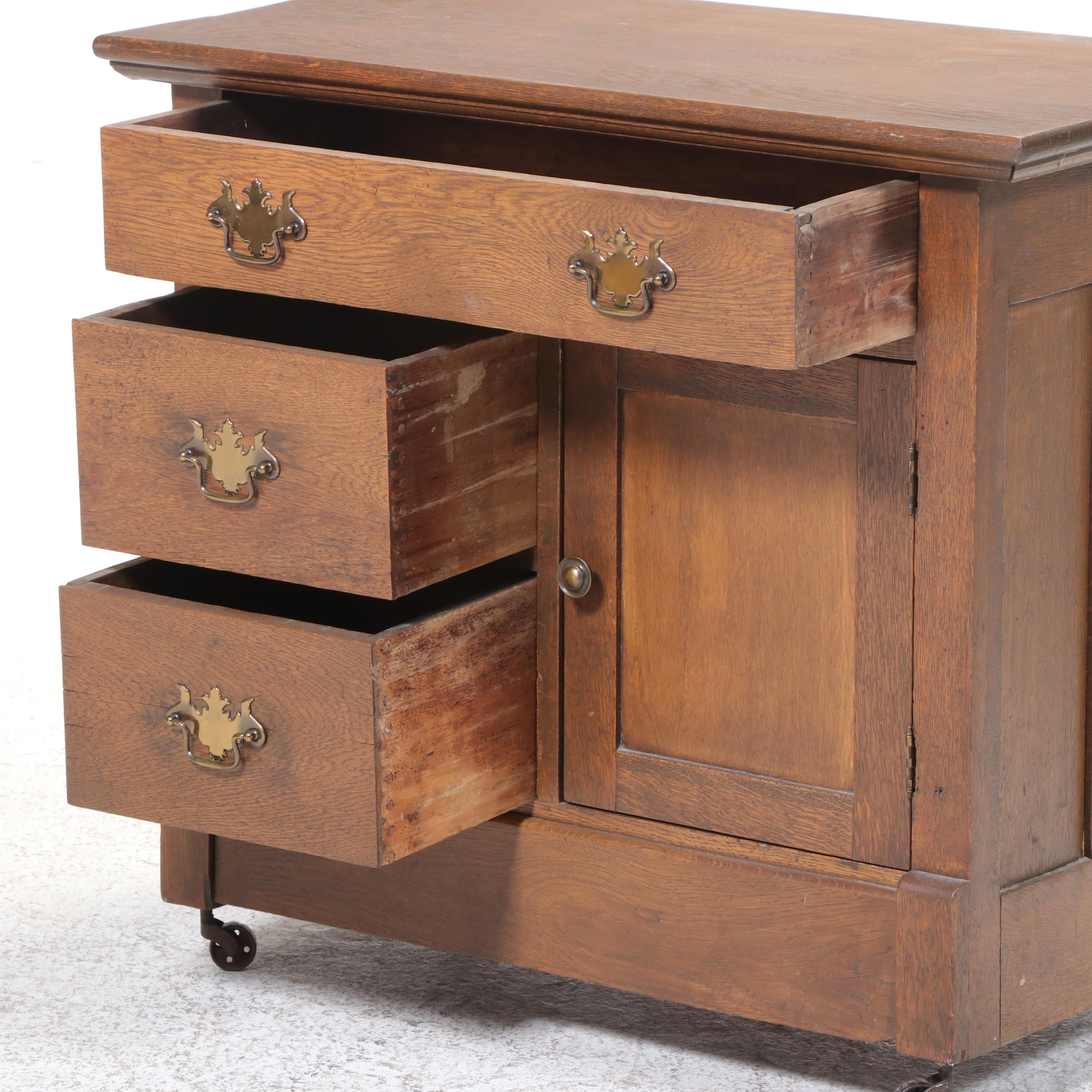 Victorian Oak Washstand, Late 19th Century