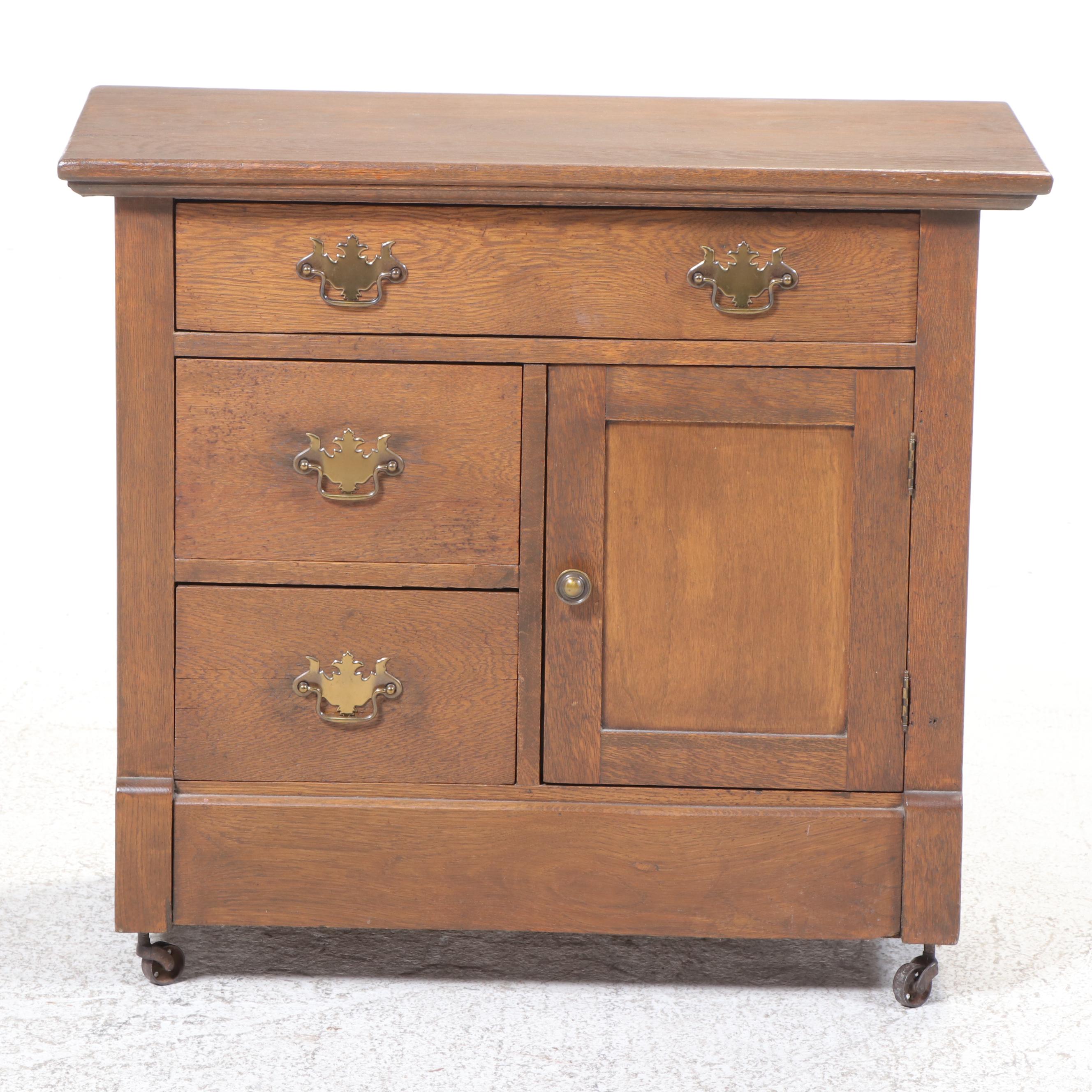 Victorian Oak Washstand, Late 19th Century