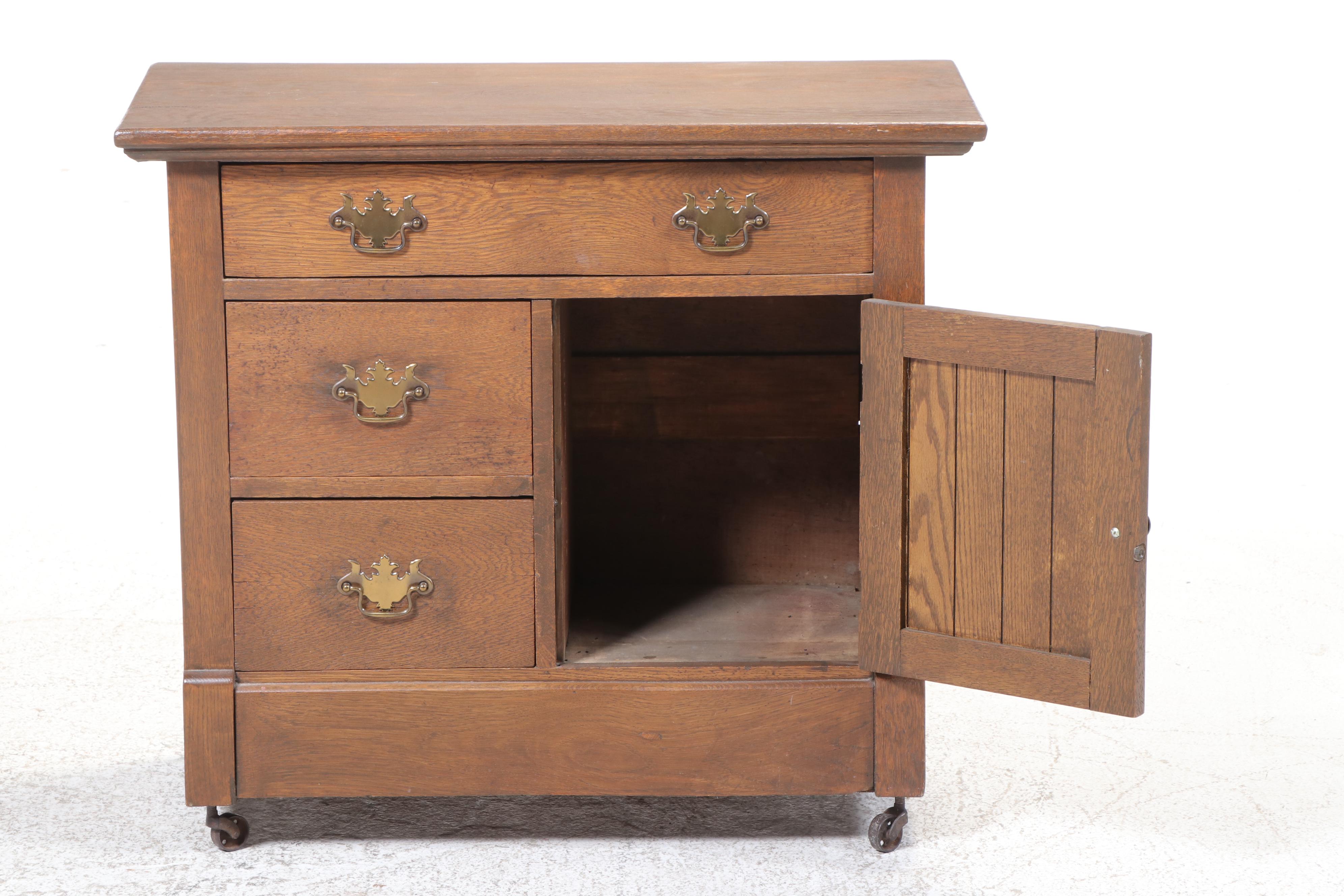 Victorian Oak Washstand, Late 19th Century