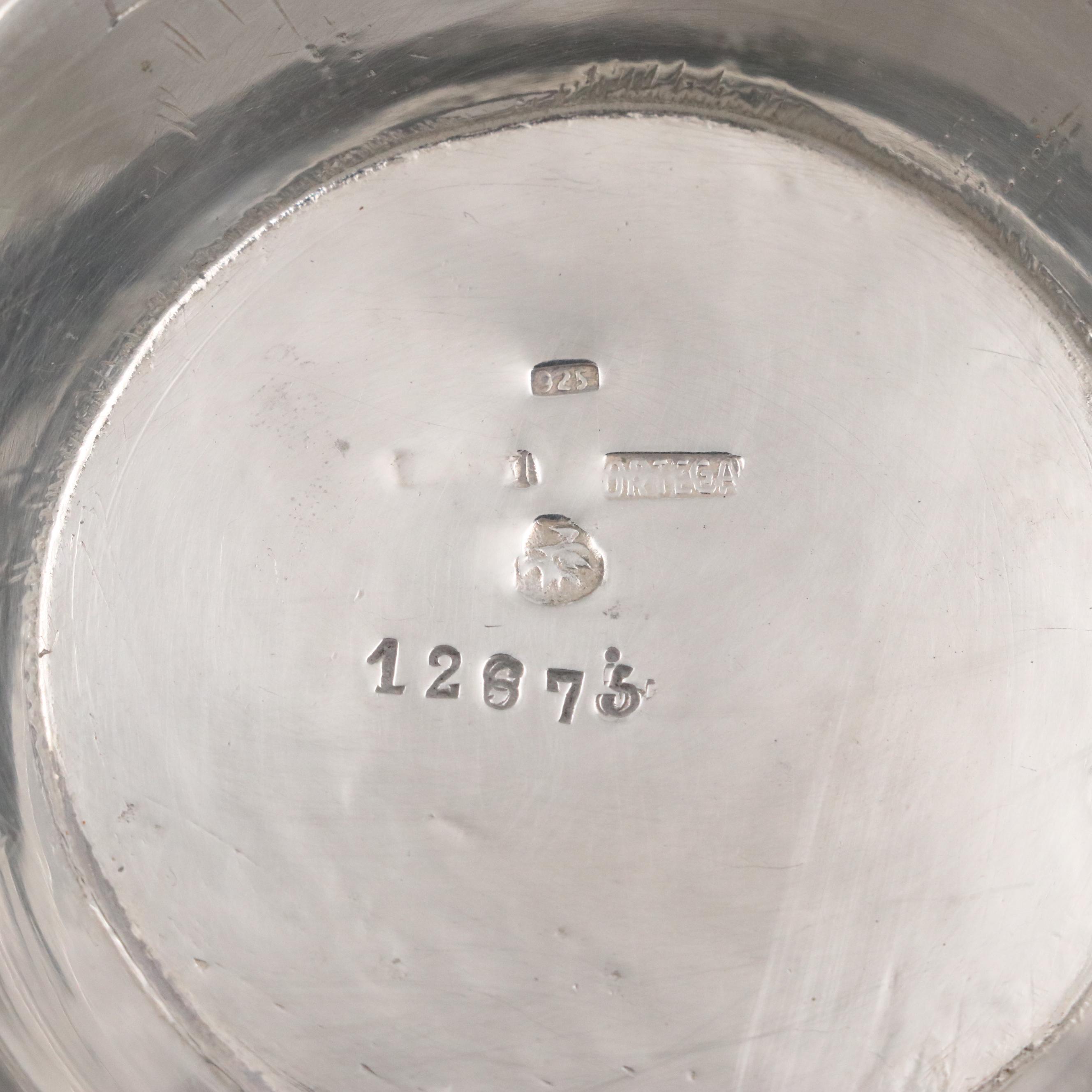 Chinese Export Sterling Silver Lidded Box with Mexican Decorative Footed Bowl