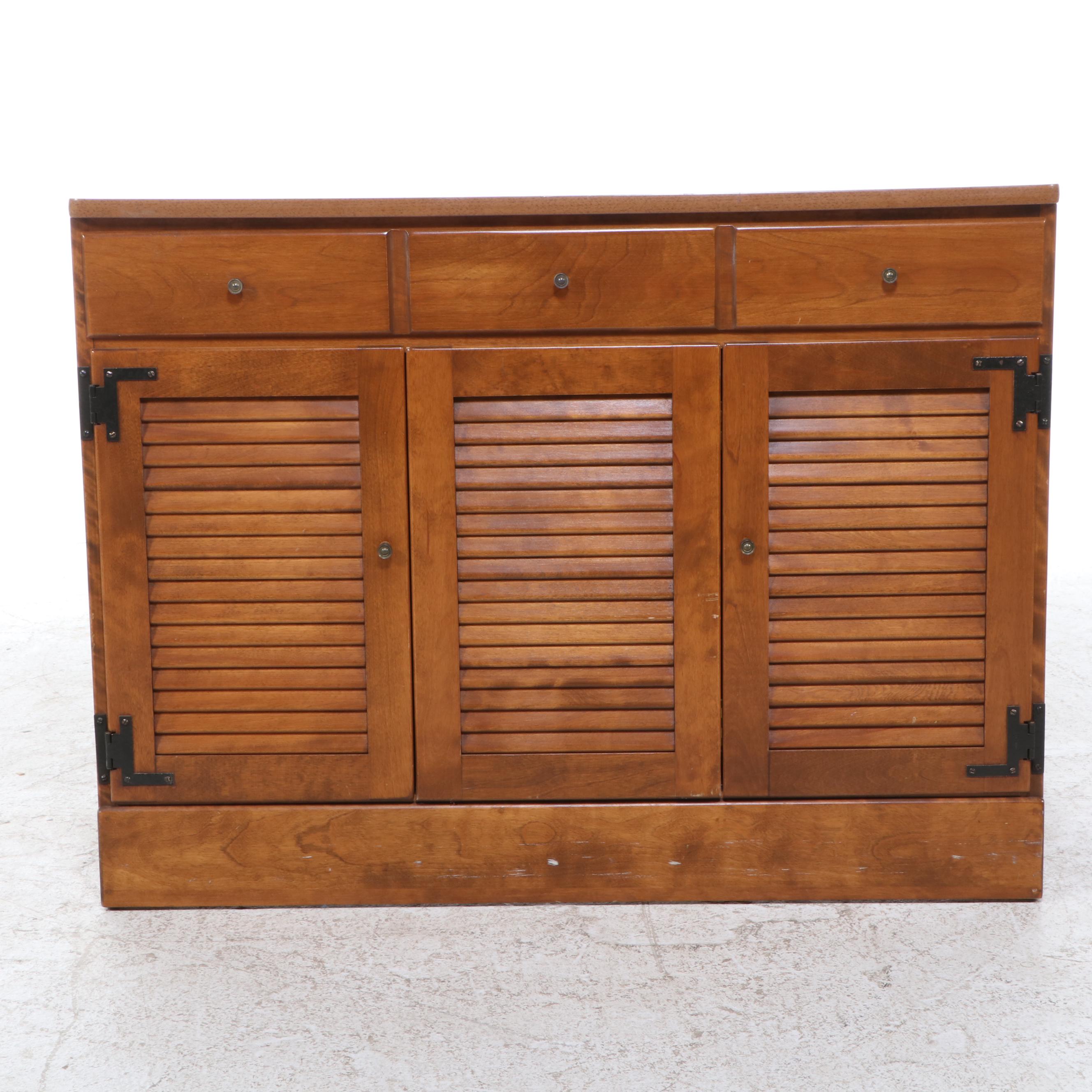 Ethan Allen Federal Style Laminate Top Side Cabinet with Wall Mirror