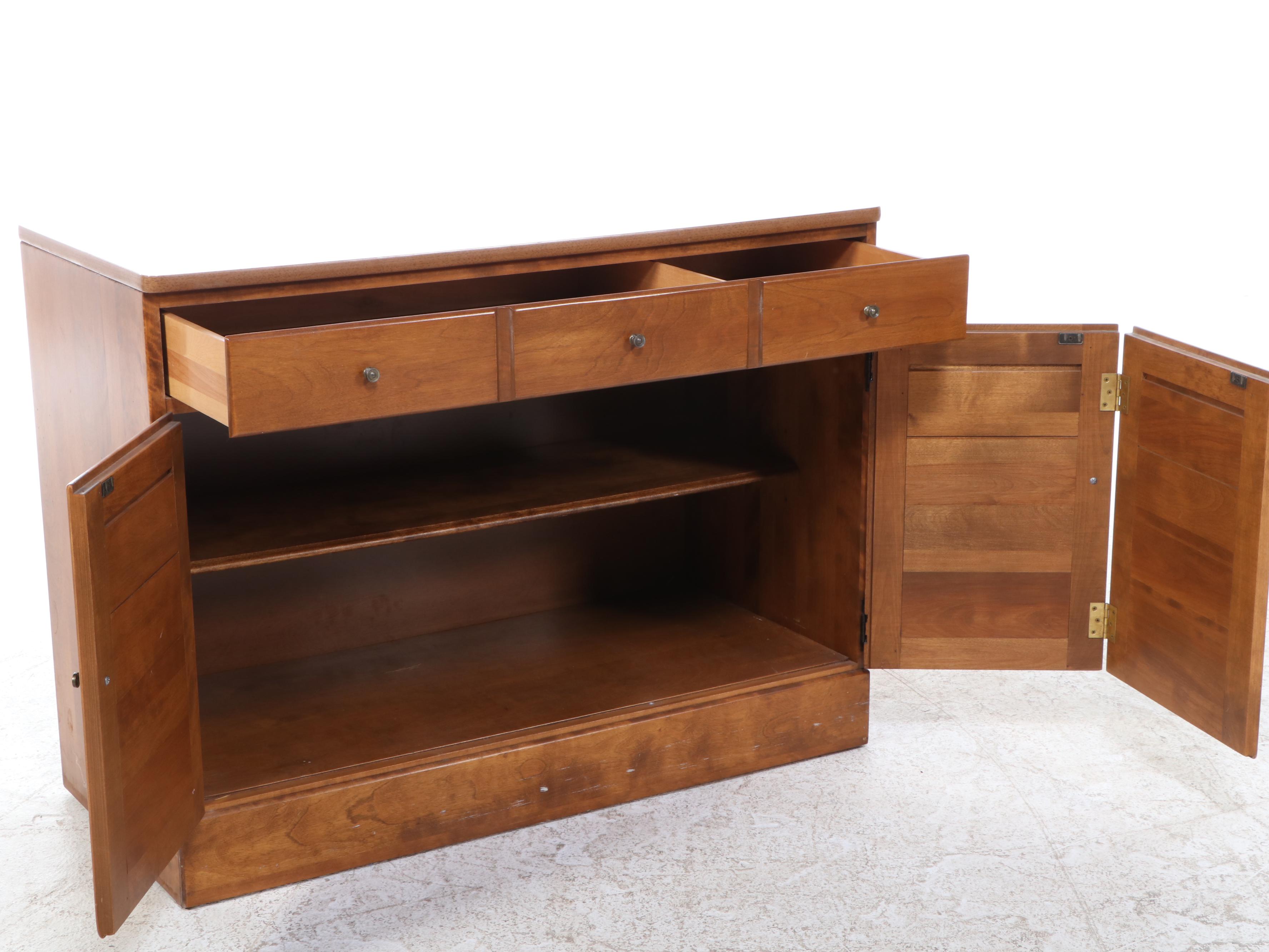 Ethan Allen Federal Style Laminate Top Side Cabinet with Wall Mirror