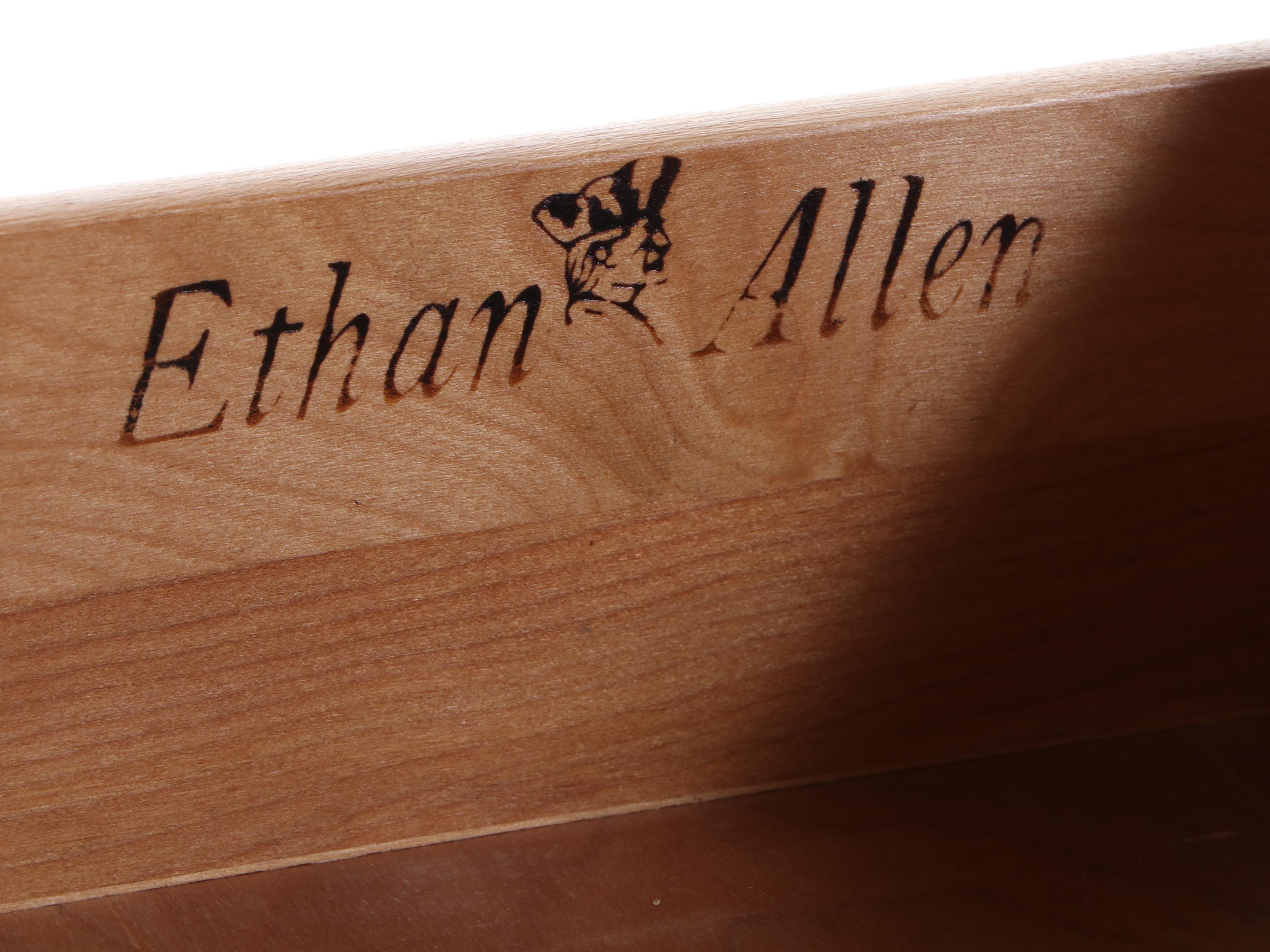 Ethan Allen Federal Style Laminate Top Side Cabinet with Wall Mirror