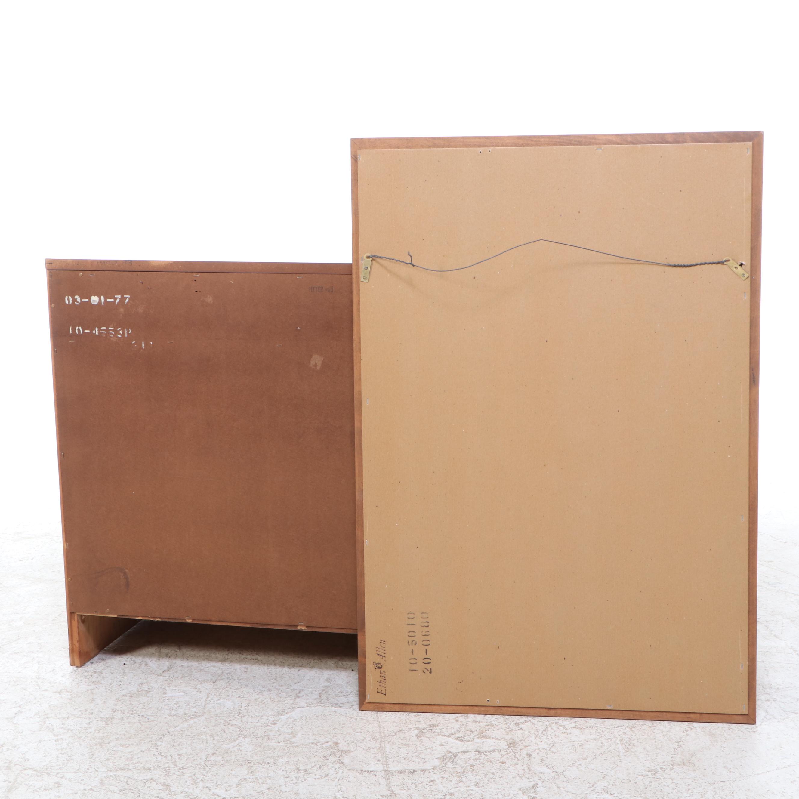 Ethan Allen Federal Style Laminate Top Side Cabinet with Wall Mirror