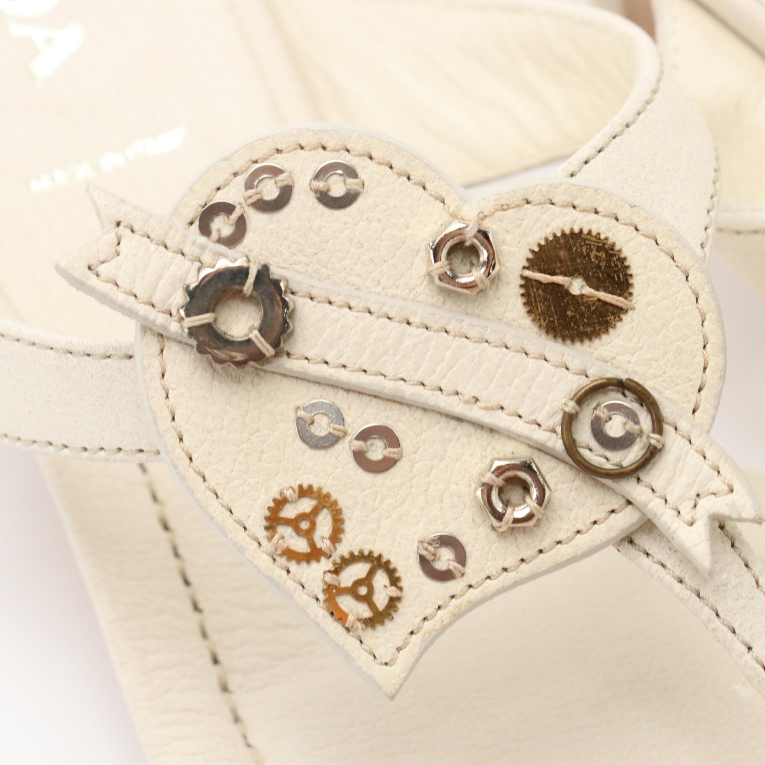 Prada Embellished Heart Leather Thong Sandals with Box