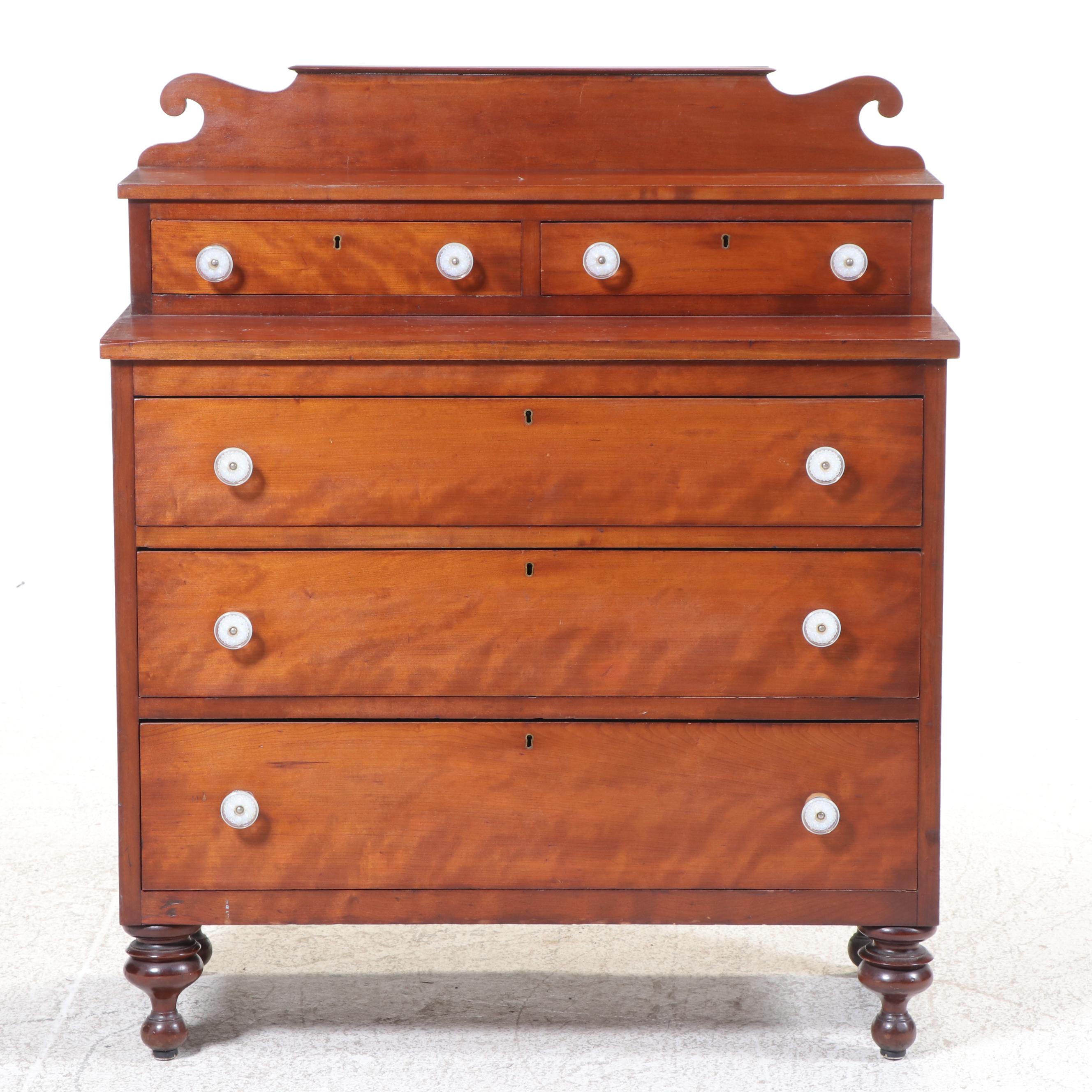 American Empire Cherrywood Deck-Top Chest of Drawers, Mid-19th Century