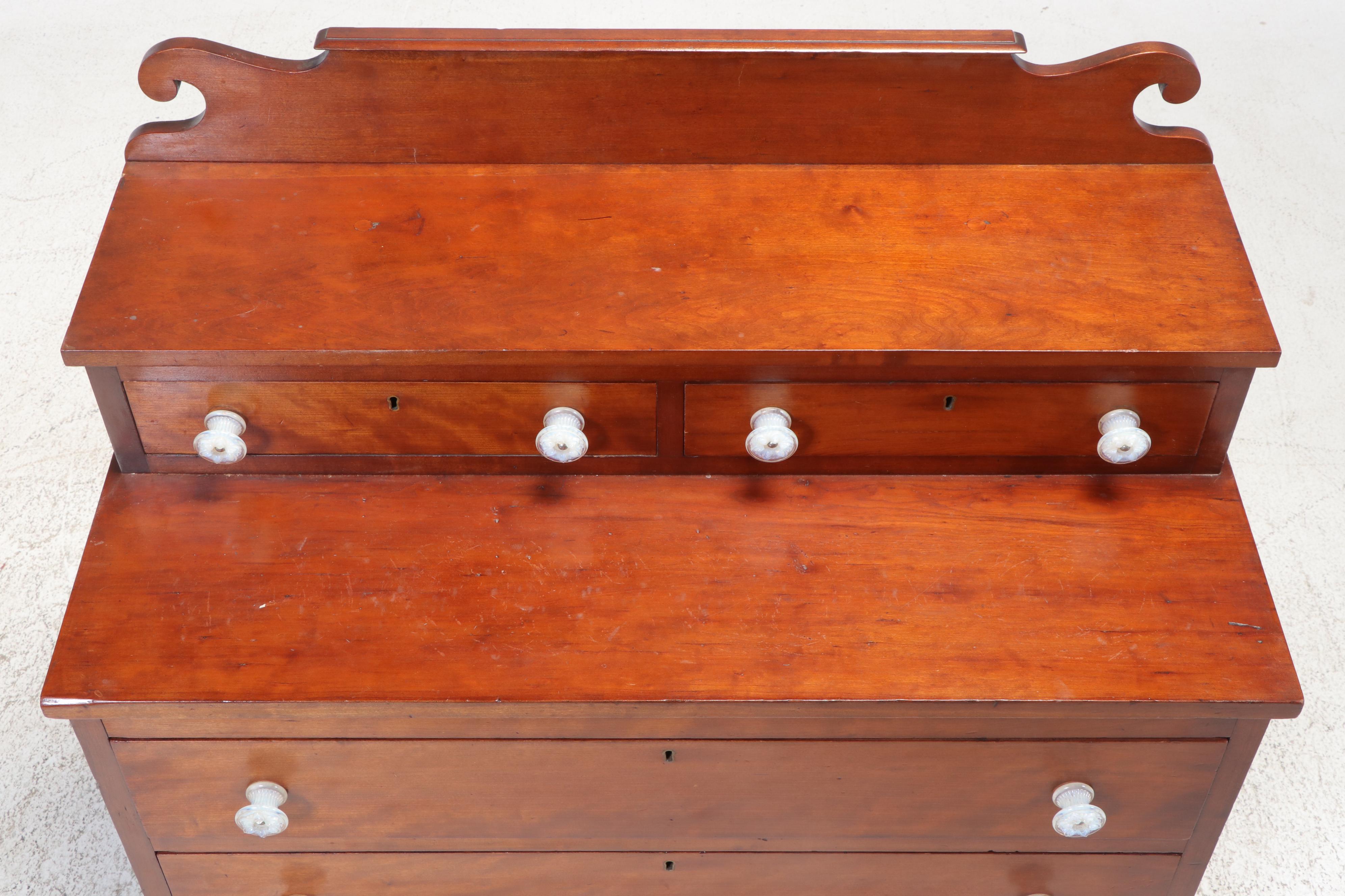 American Empire Cherrywood Deck-Top Chest of Drawers, Mid-19th Century