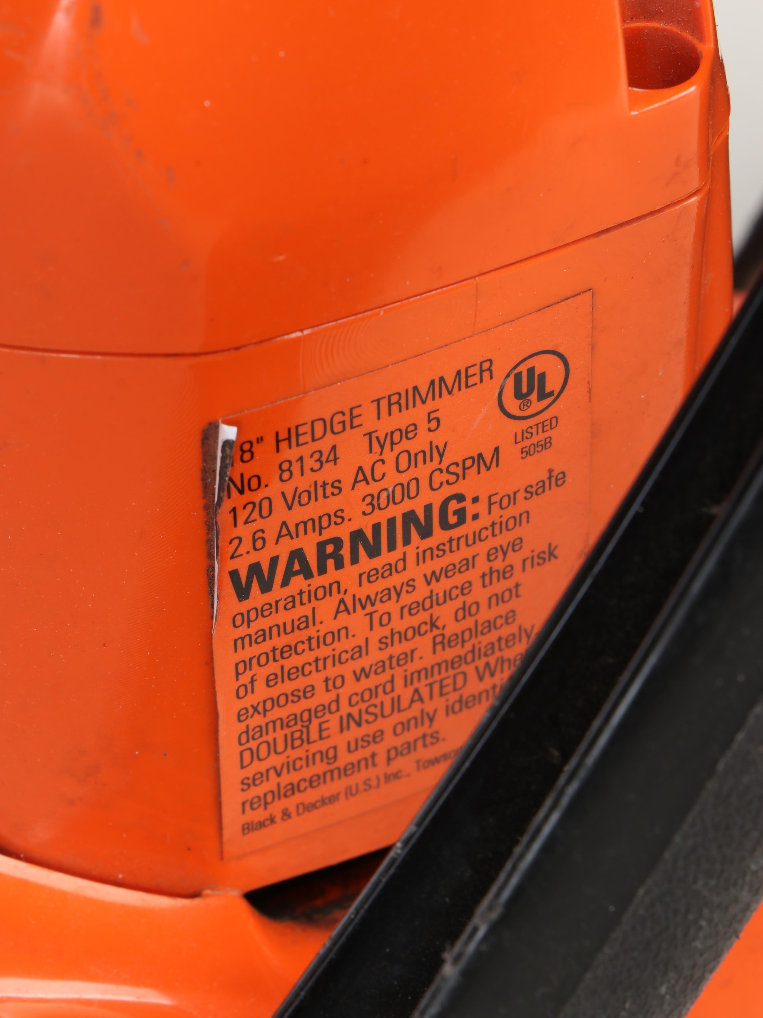 Remington Electric Chainsaw, Toro Leaf Blower and Black+Decker Hedge Trimmer