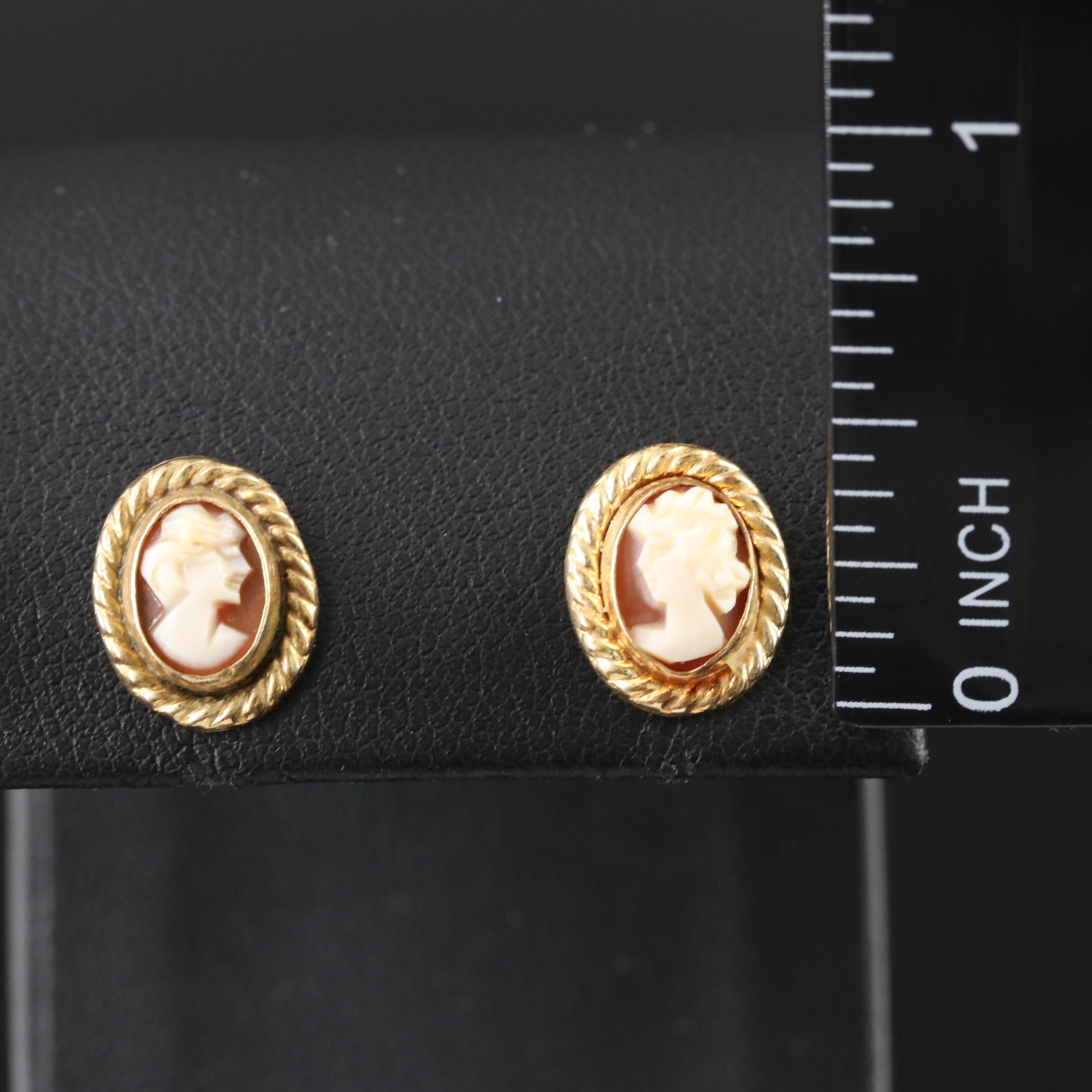 14K Cameo Earrings