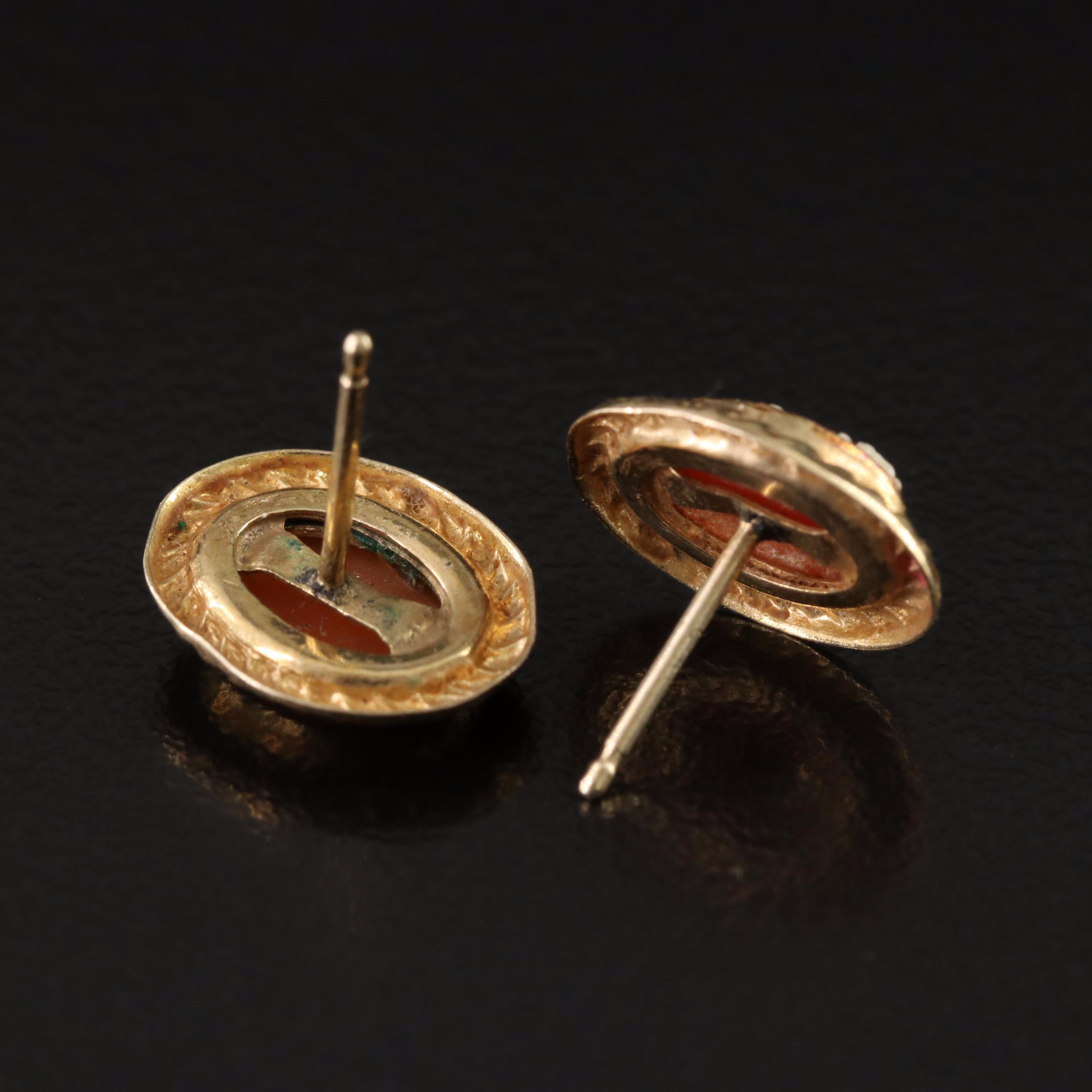 14K Cameo Earrings
